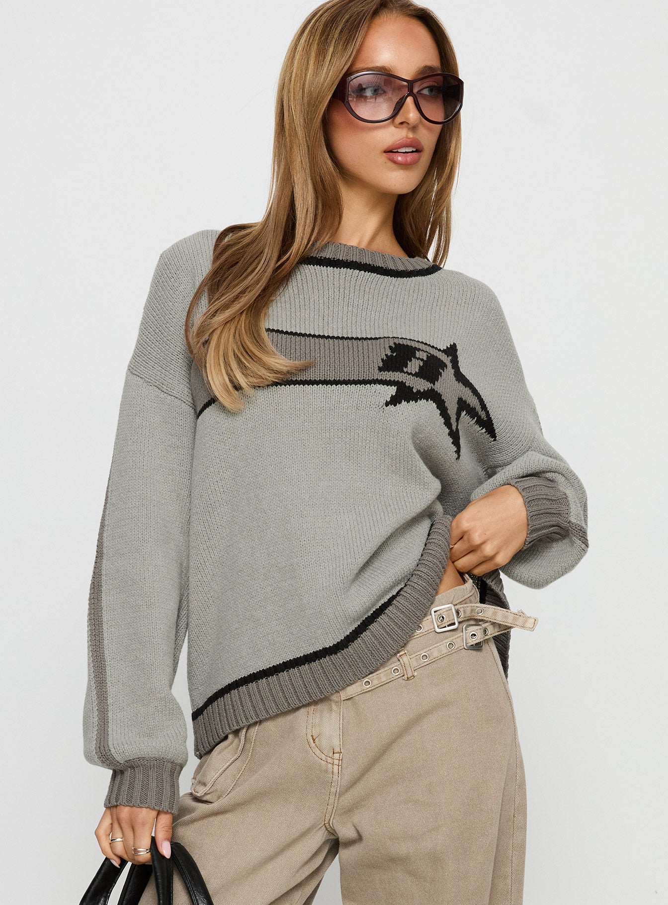 Alternative view of Star Track Graphic Jumper Grey