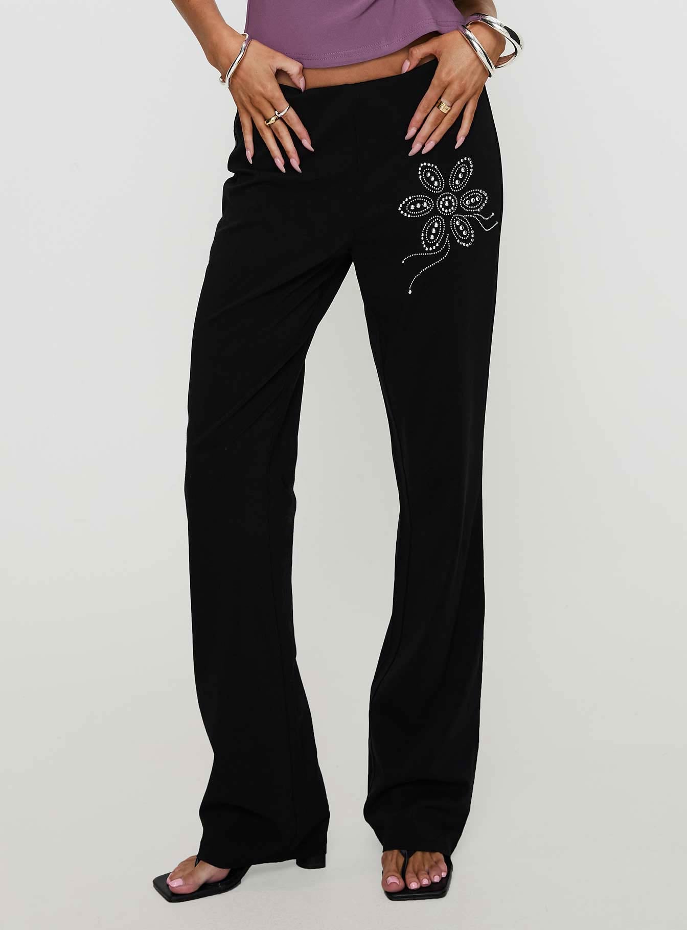 Alternative view of Quotation Diamante Flare Pants Black