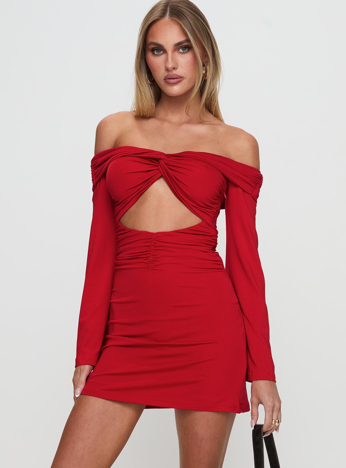 Alternative view of Vistoria Long Sleeve Mini Dress Red