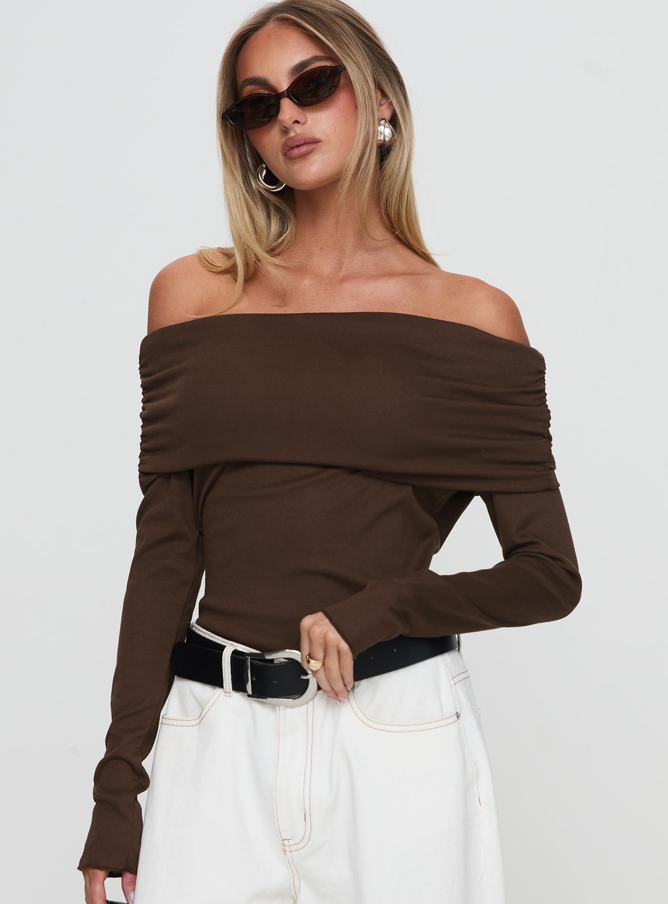 Alternative view of Spoilt Off The Shoulder Bodysuit Brown