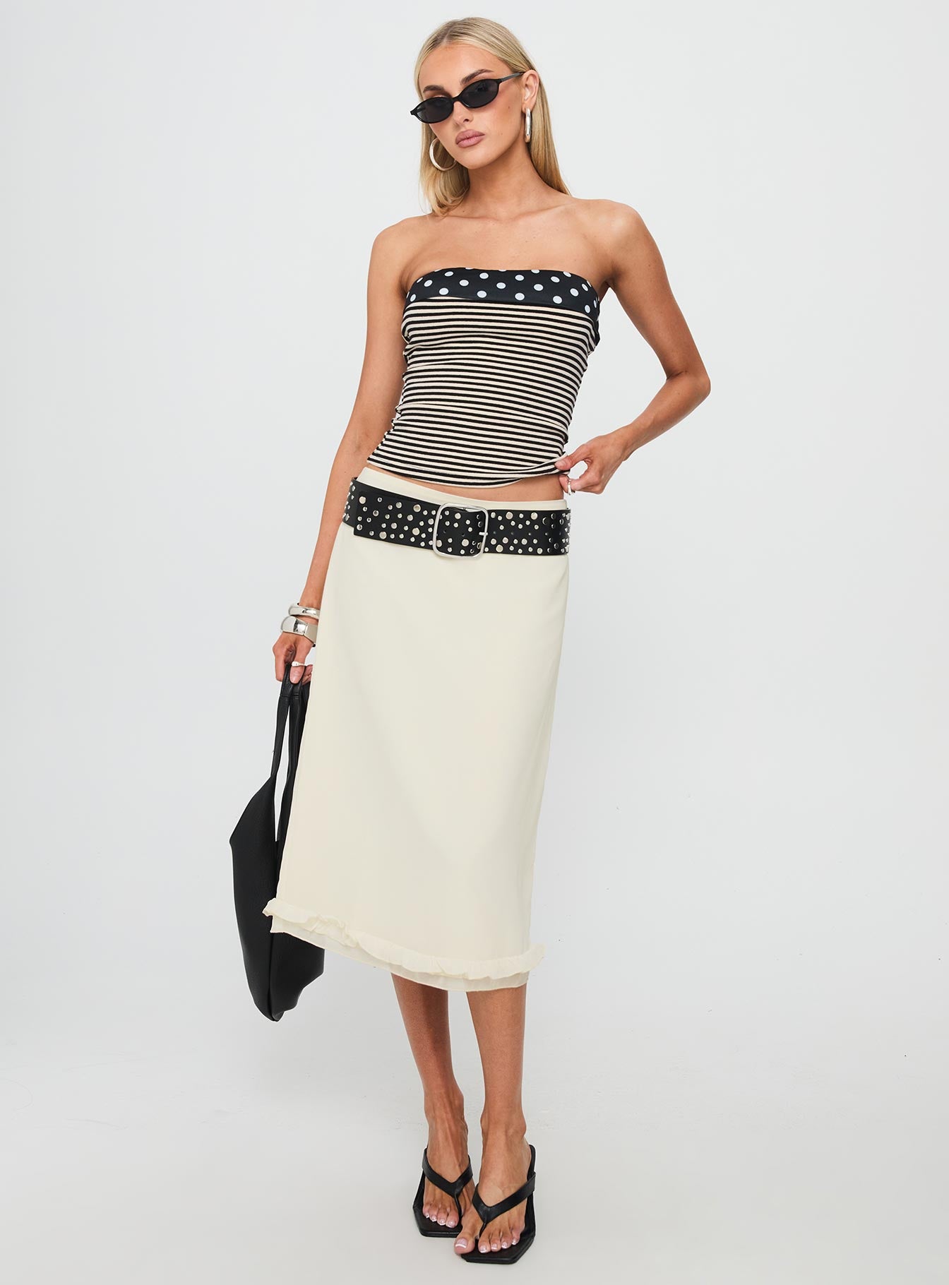 Alternative view of Rosette Frill Midi Skirt Cream