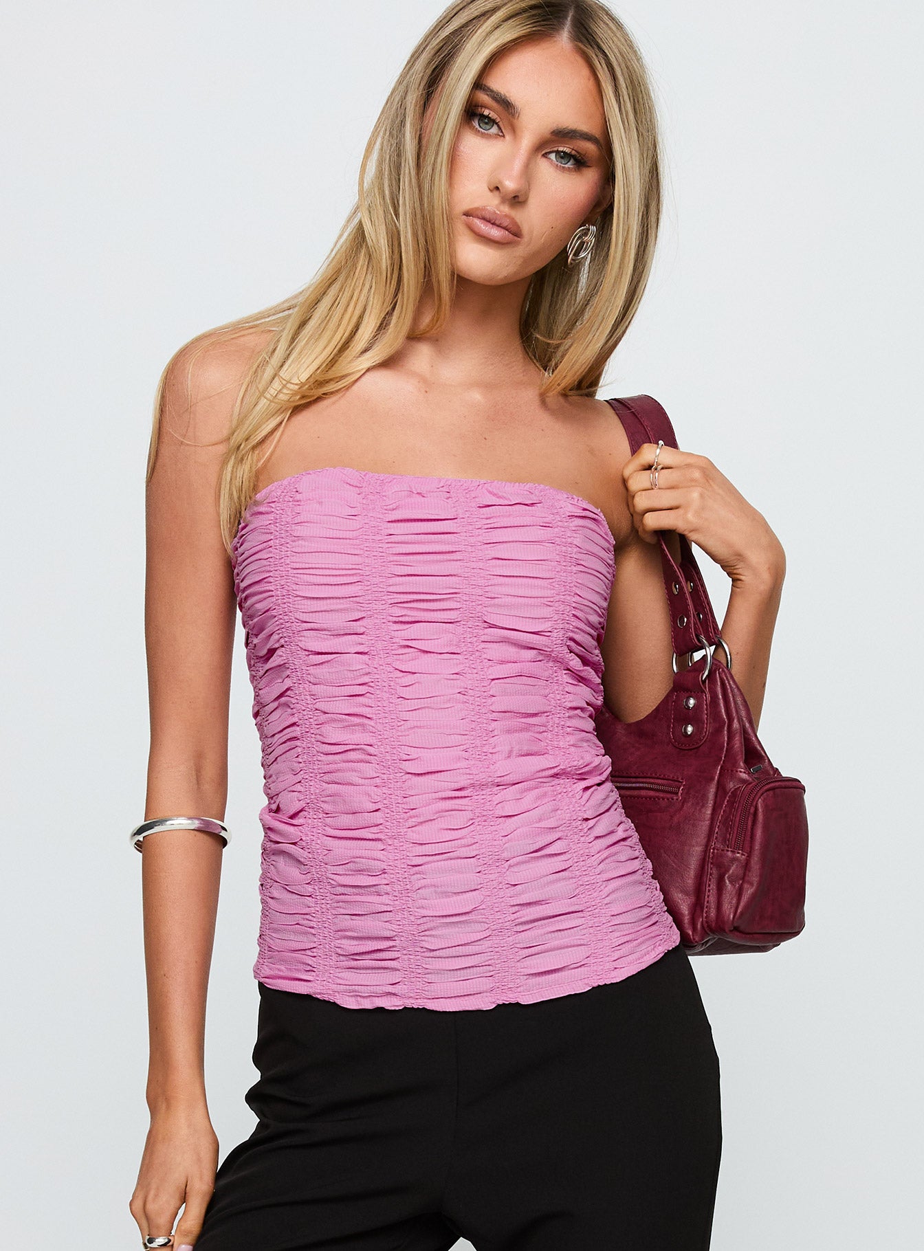 Alternative view of Star Quality Strapless Ruched Top Pink