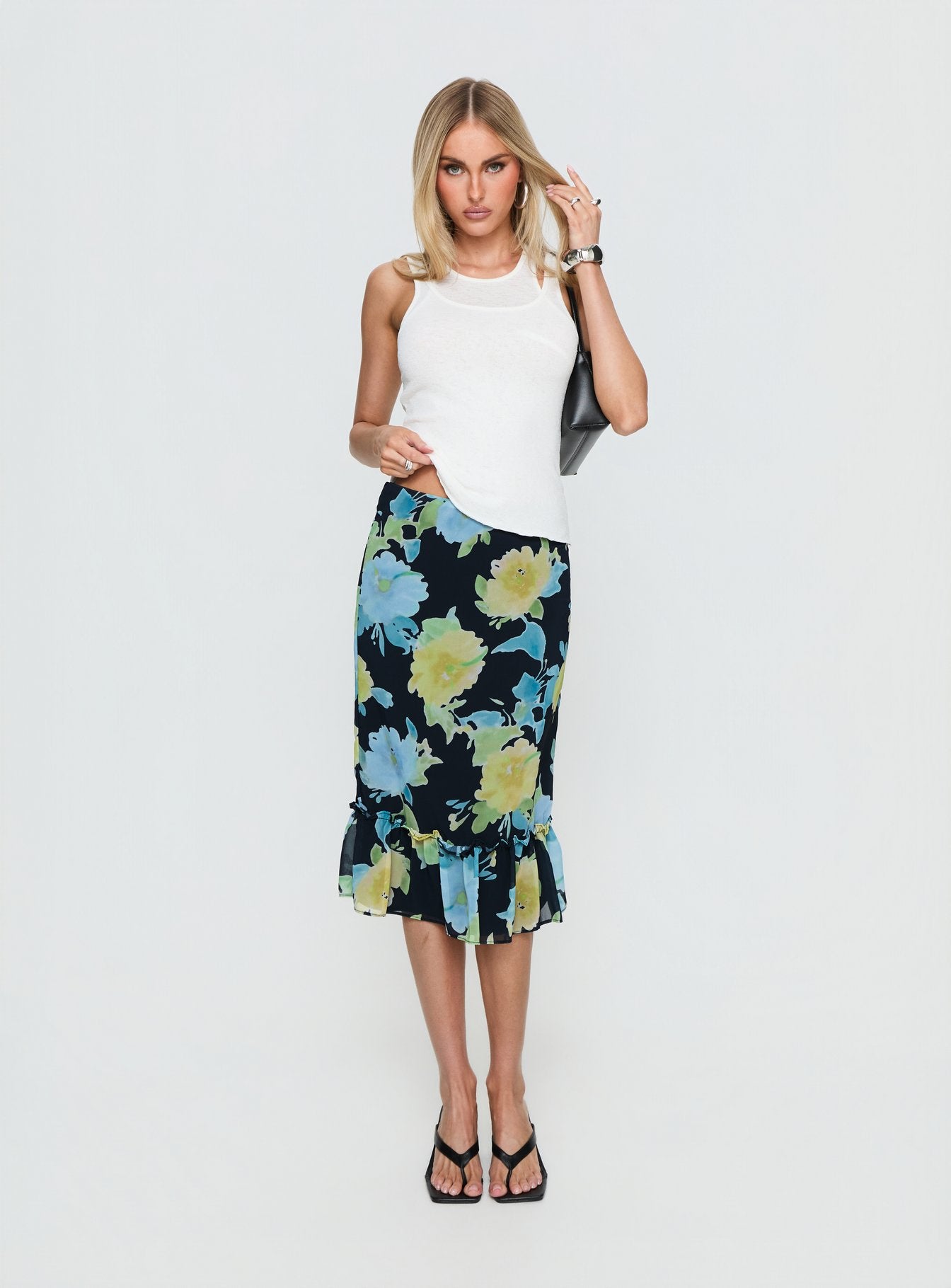 Alternative view of Tarla Midi Skirt Crystal Black Flower