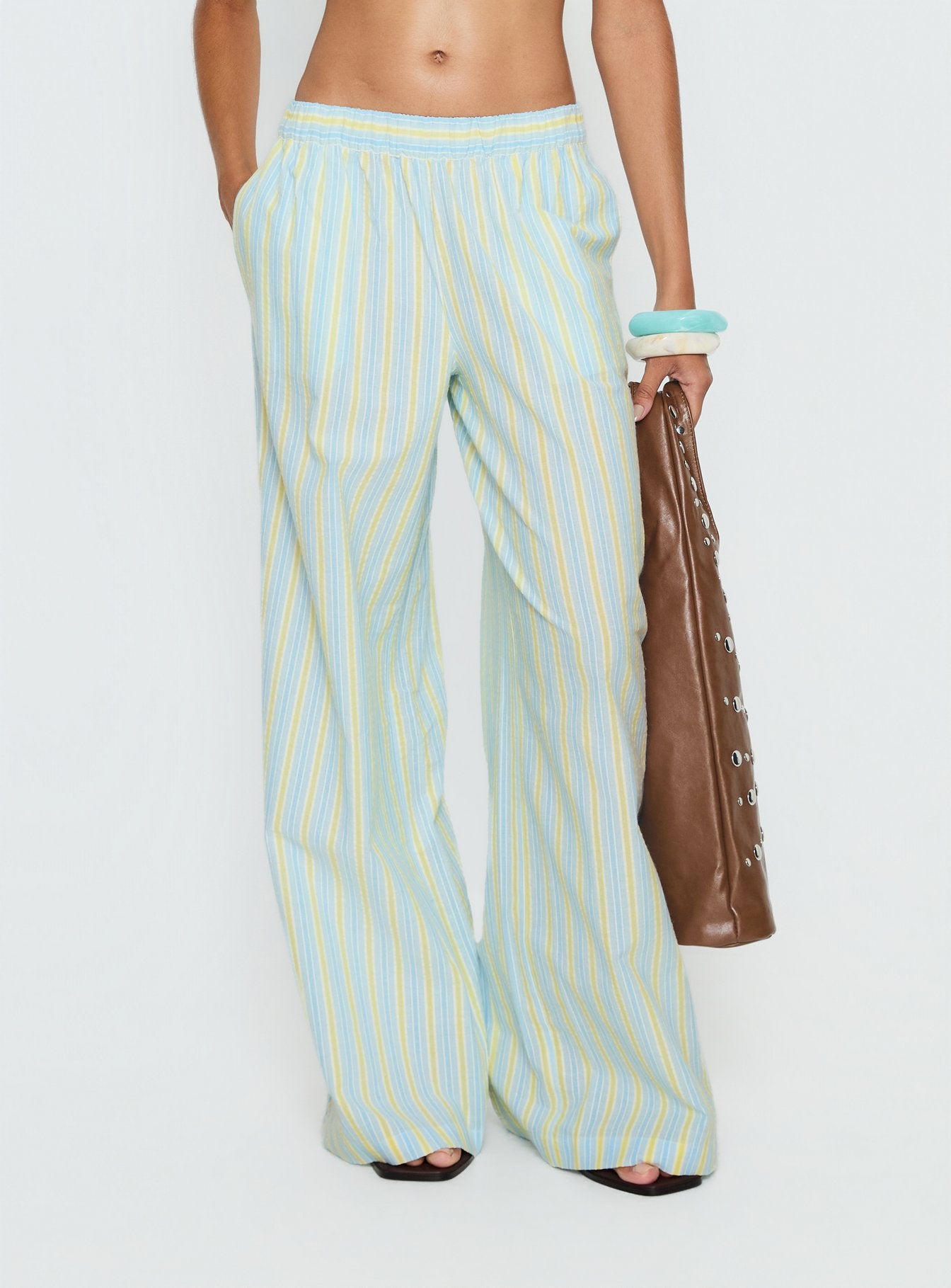 Alternative view of Talyssa Elasticated Waist Pants Blue Stripe