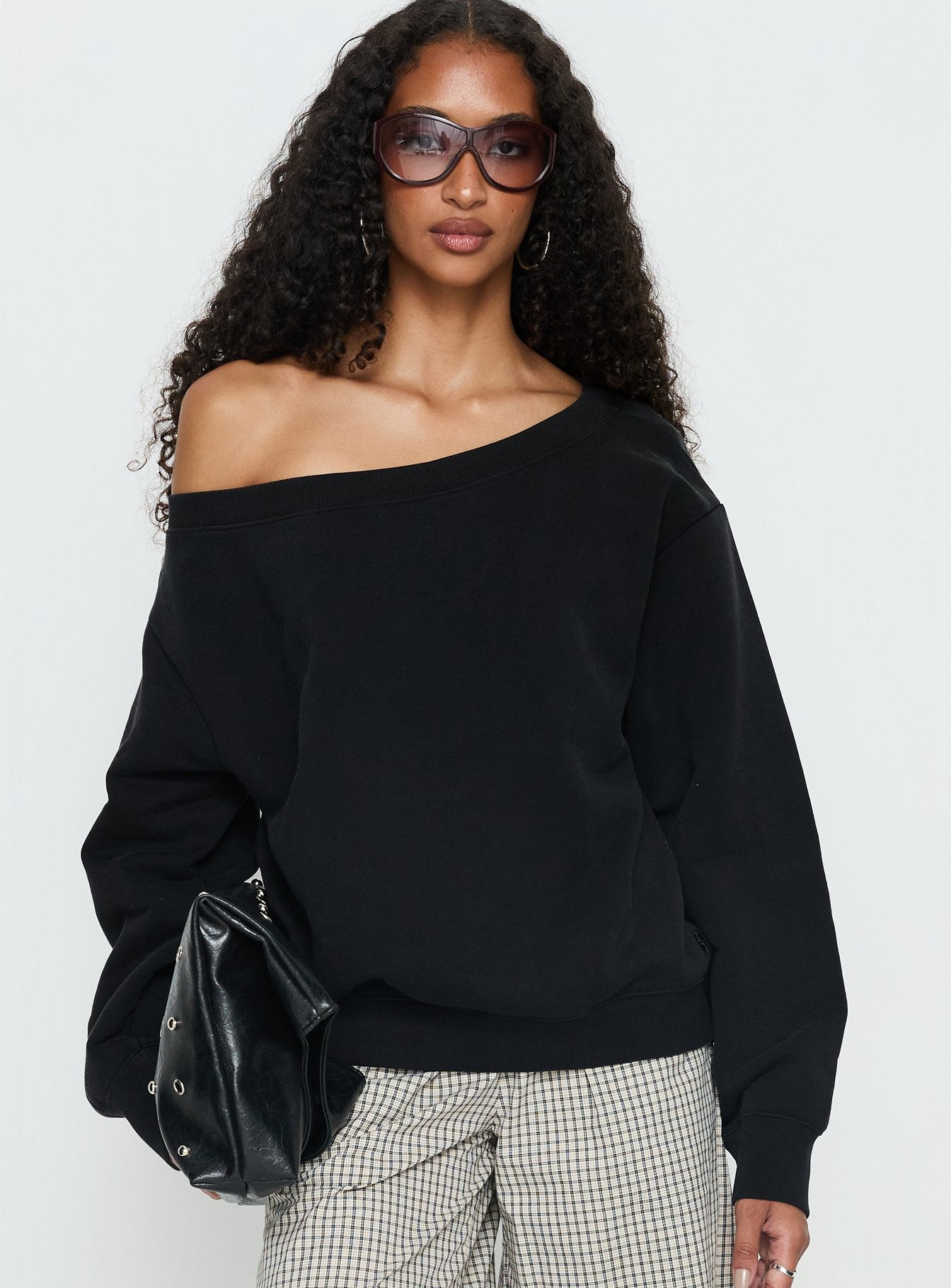 Alternative view of Wellness Off The Shoulder Jumper Washed Black