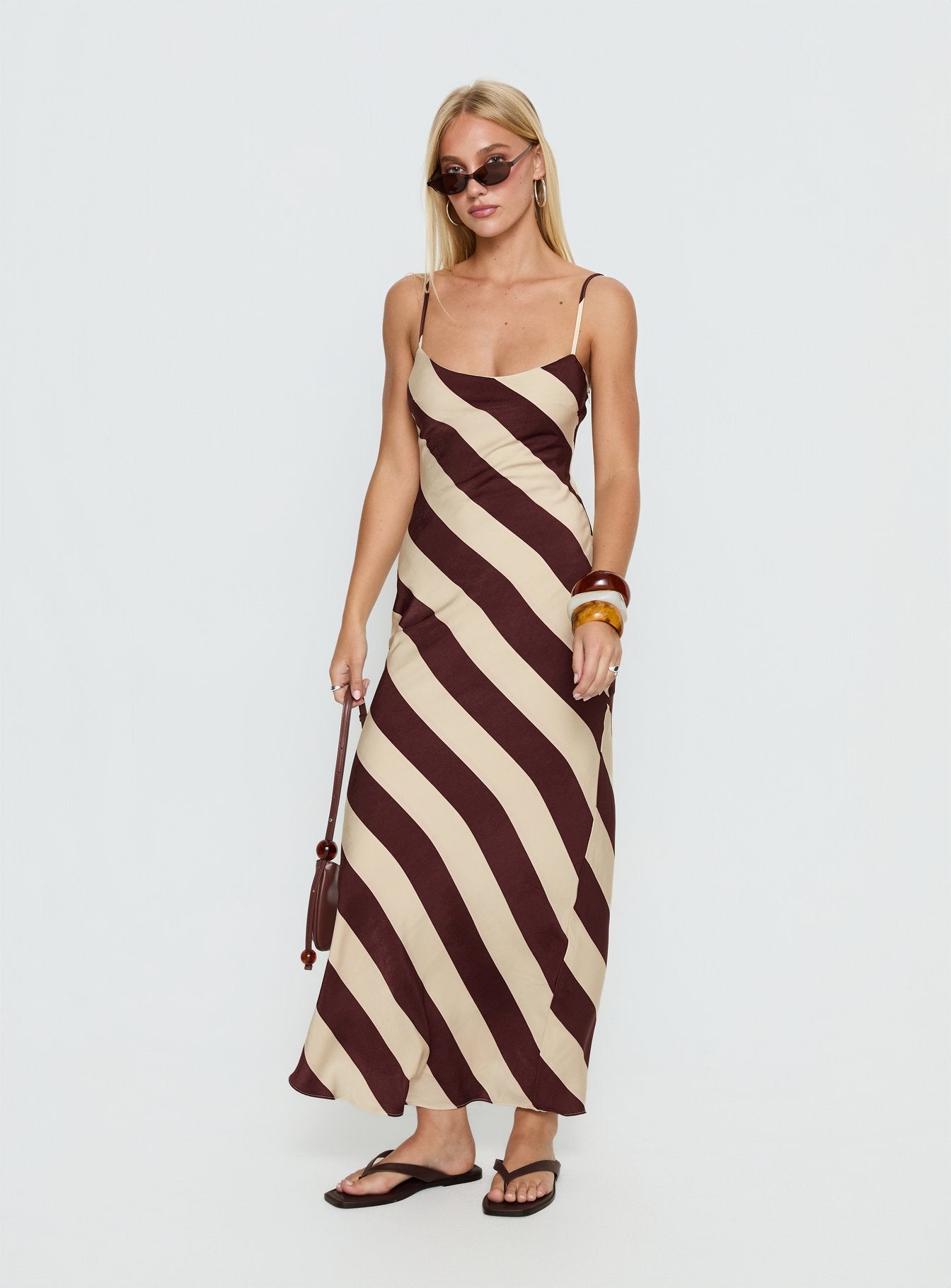 Alternative view of Rhodie Scoop Maxi Dress Brown / Cream Stripe