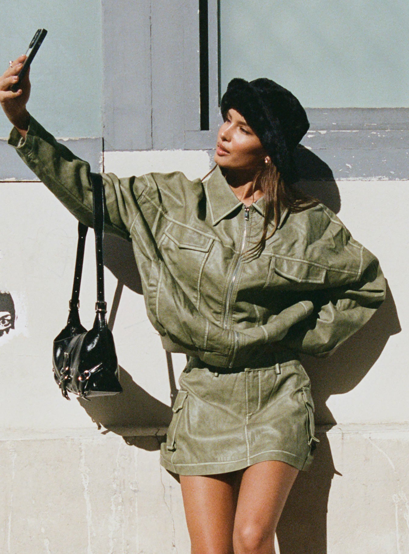 Alternative view of Tanza Faux Leather Jacket Washed Green