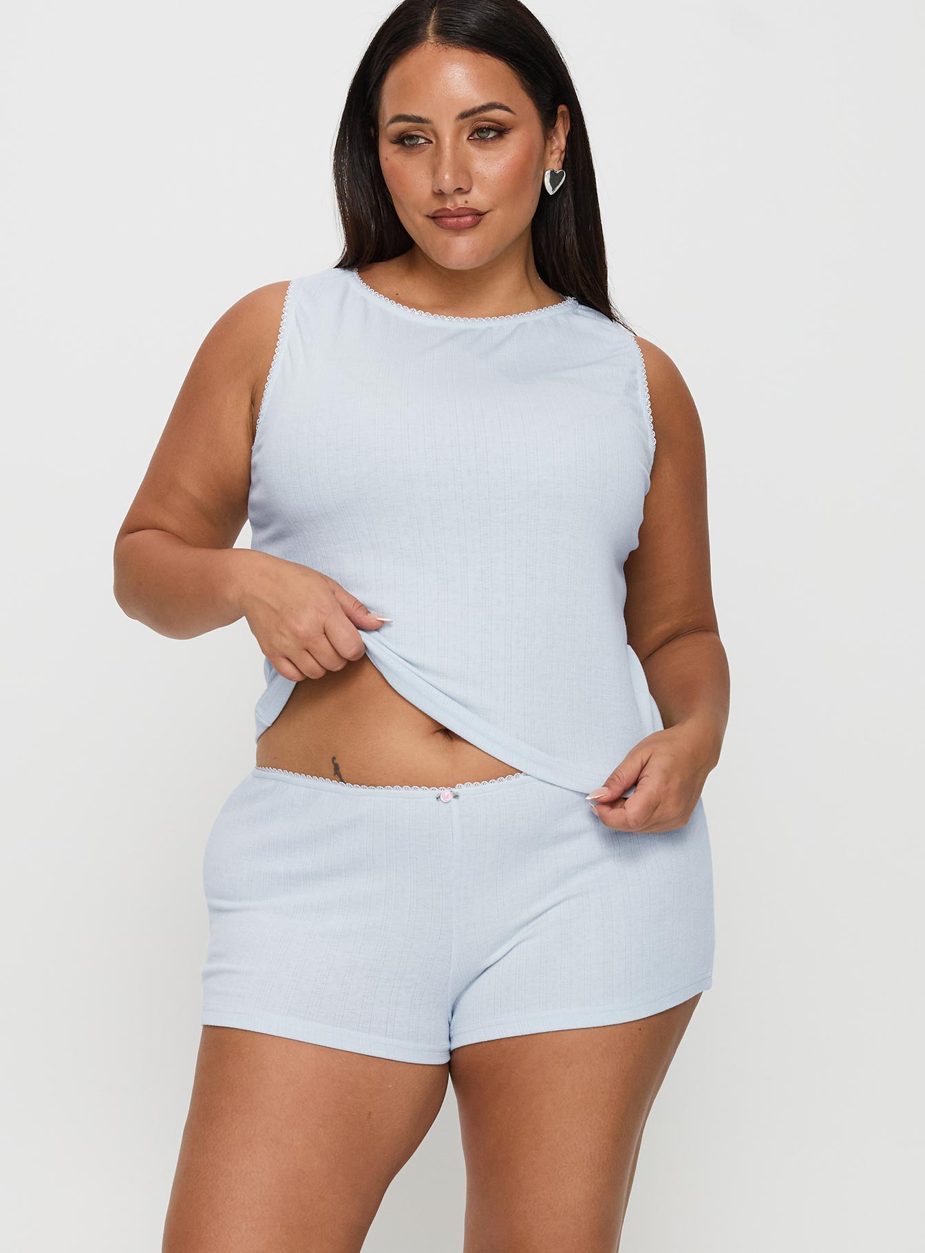 Alternative view of Serenitie Pointelle Sleep Set Blue Curve
