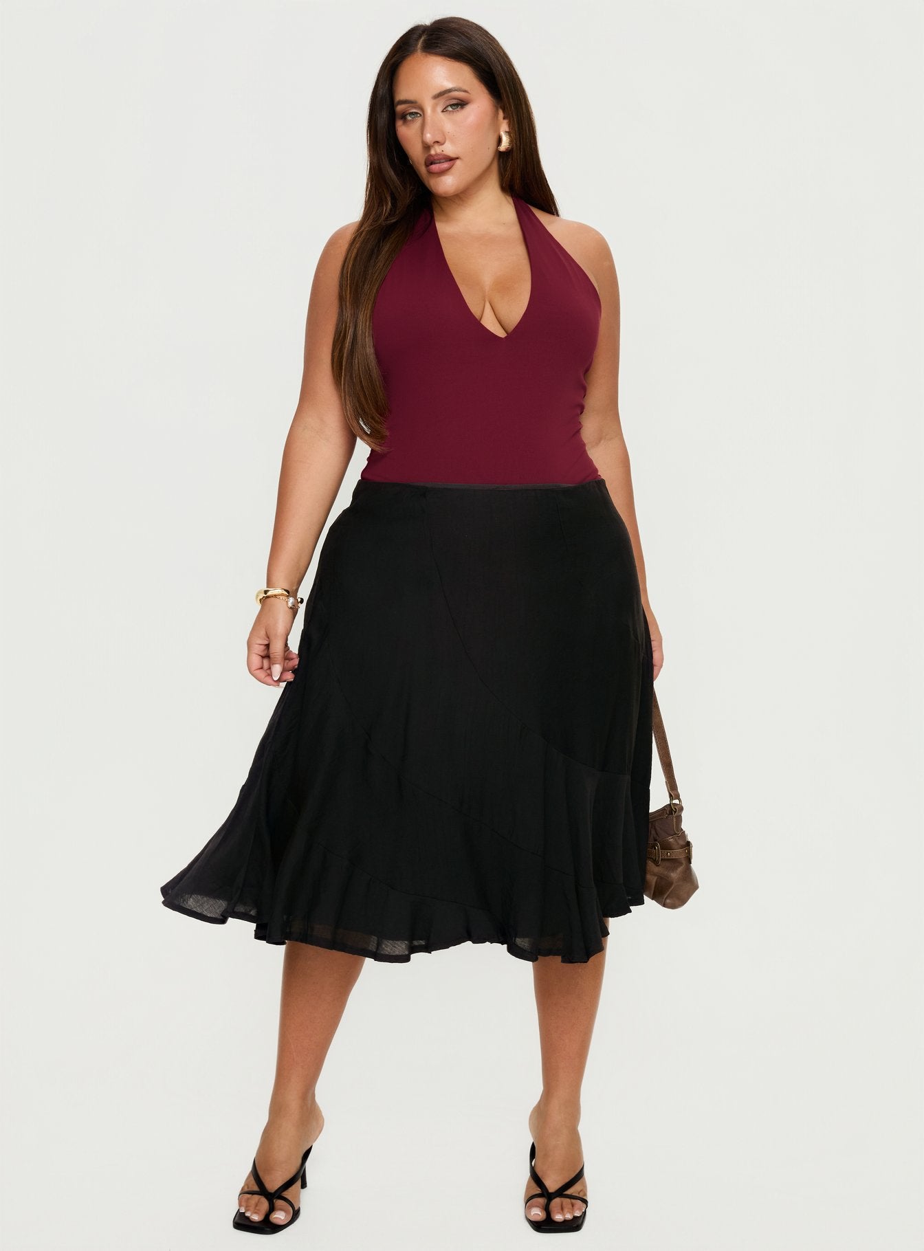 Alternative view of With Kindness Midi Skirt Black Curve