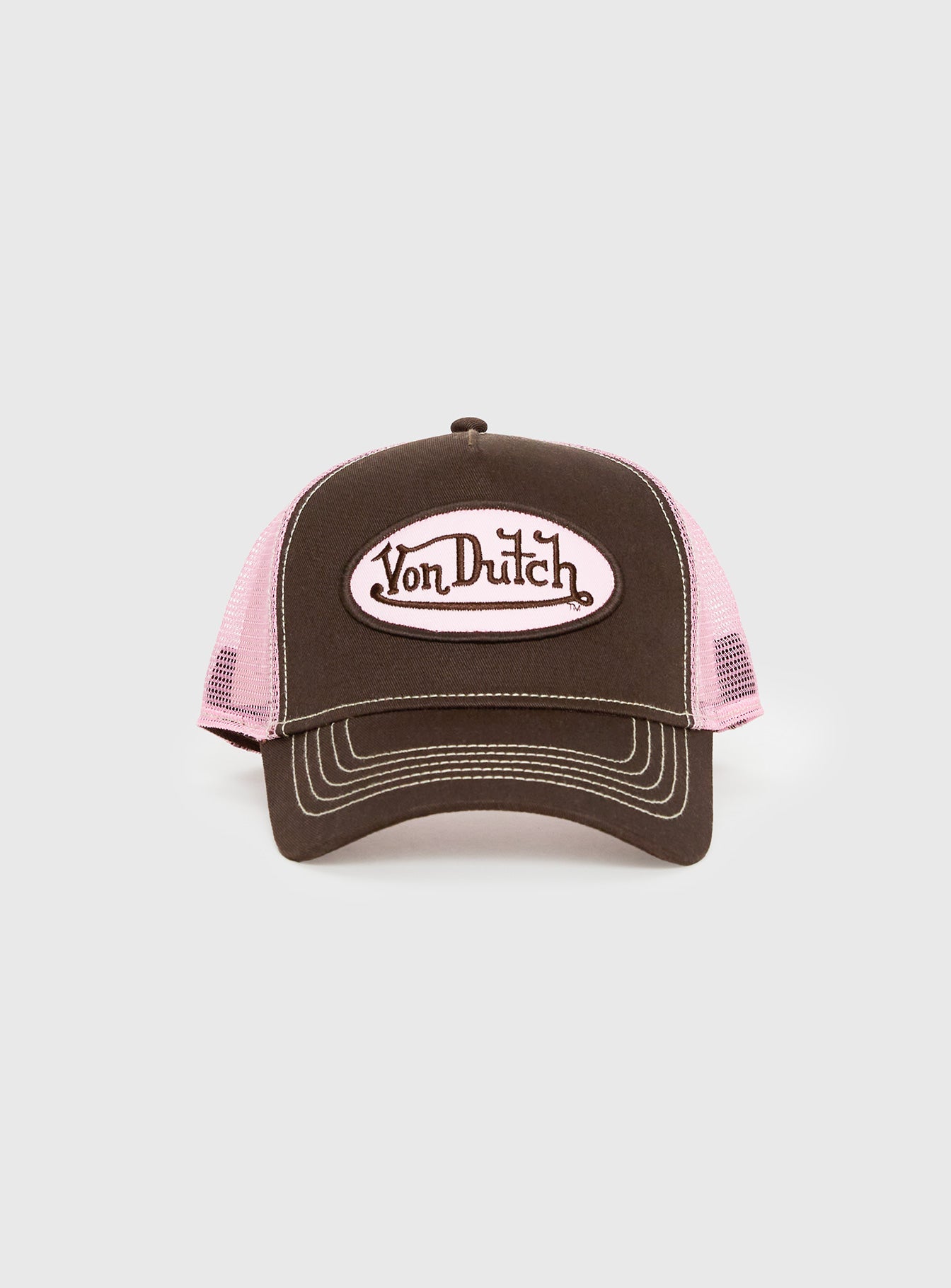 Alternative view of Von Dutch Staple Trucker Hat Brown / Pink