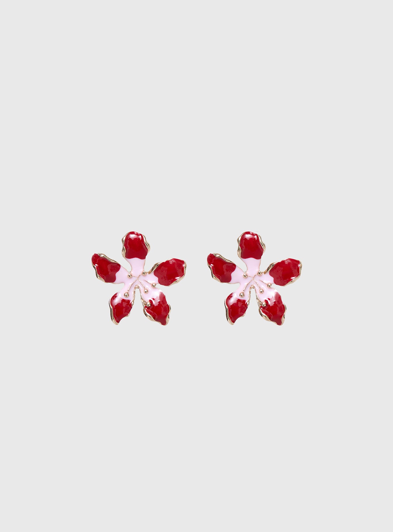 Alternative view of Ysabelle Flower Earrings Pink / Red