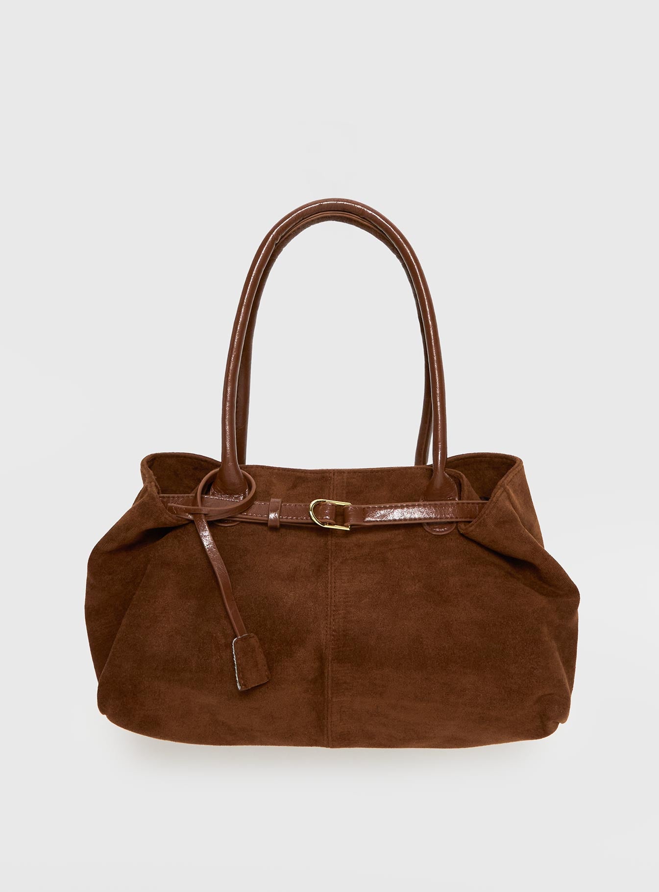 Alternative view of Yearning Faux Suede Buckle Detail Shoulder Bag Brown