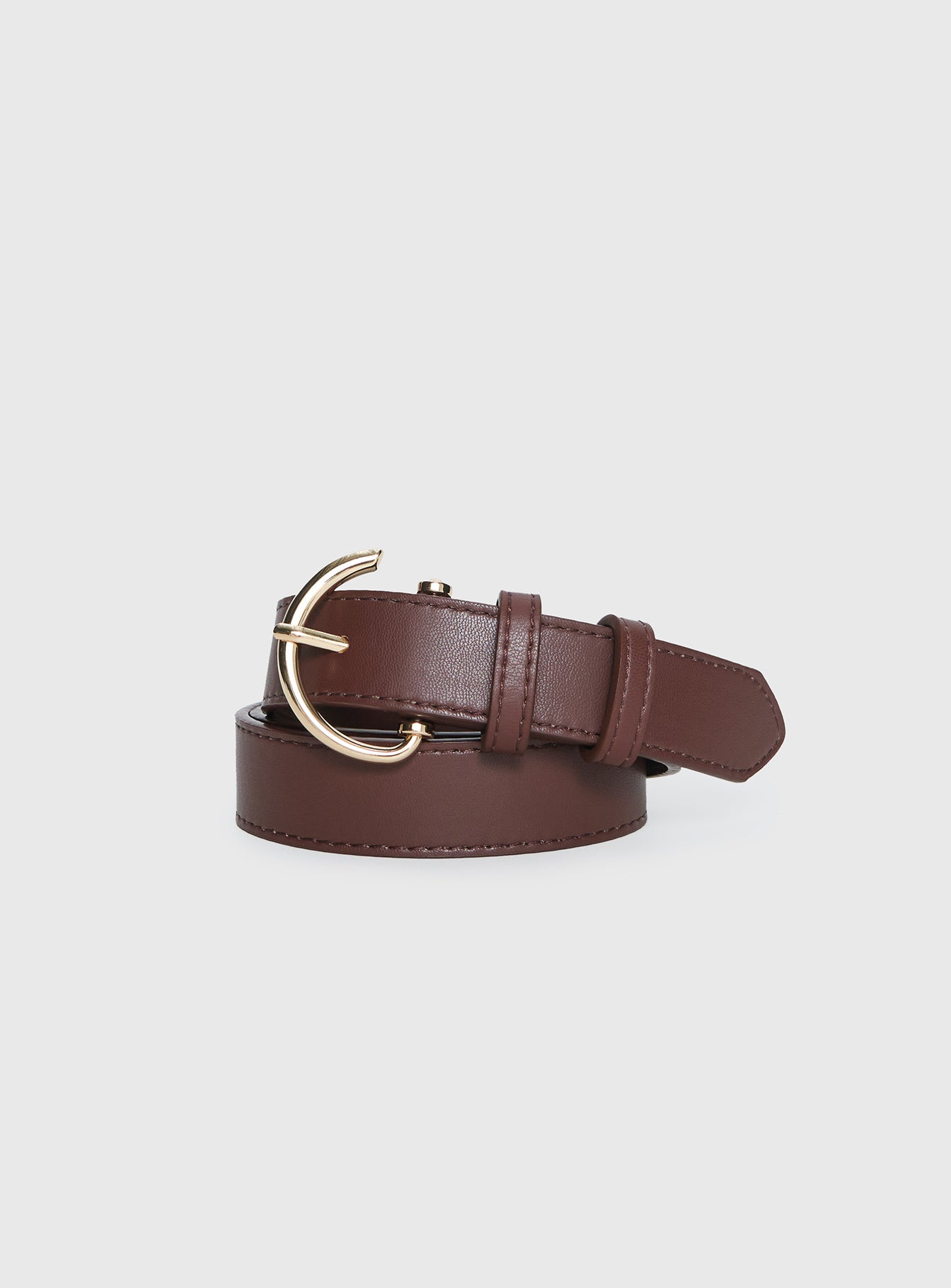 Alternative view of Tavian Faux Leather Belt Brown / Gold