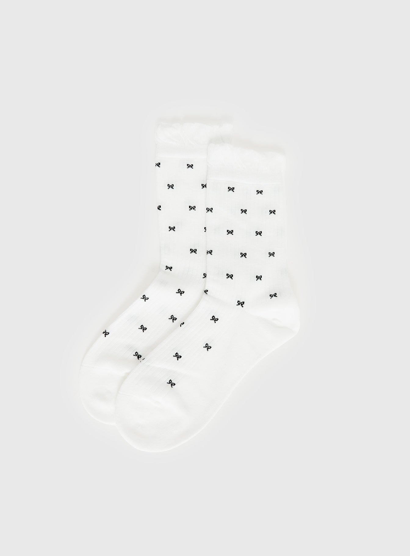 Alternative view of Soffie Frill Detail Bow Socks White