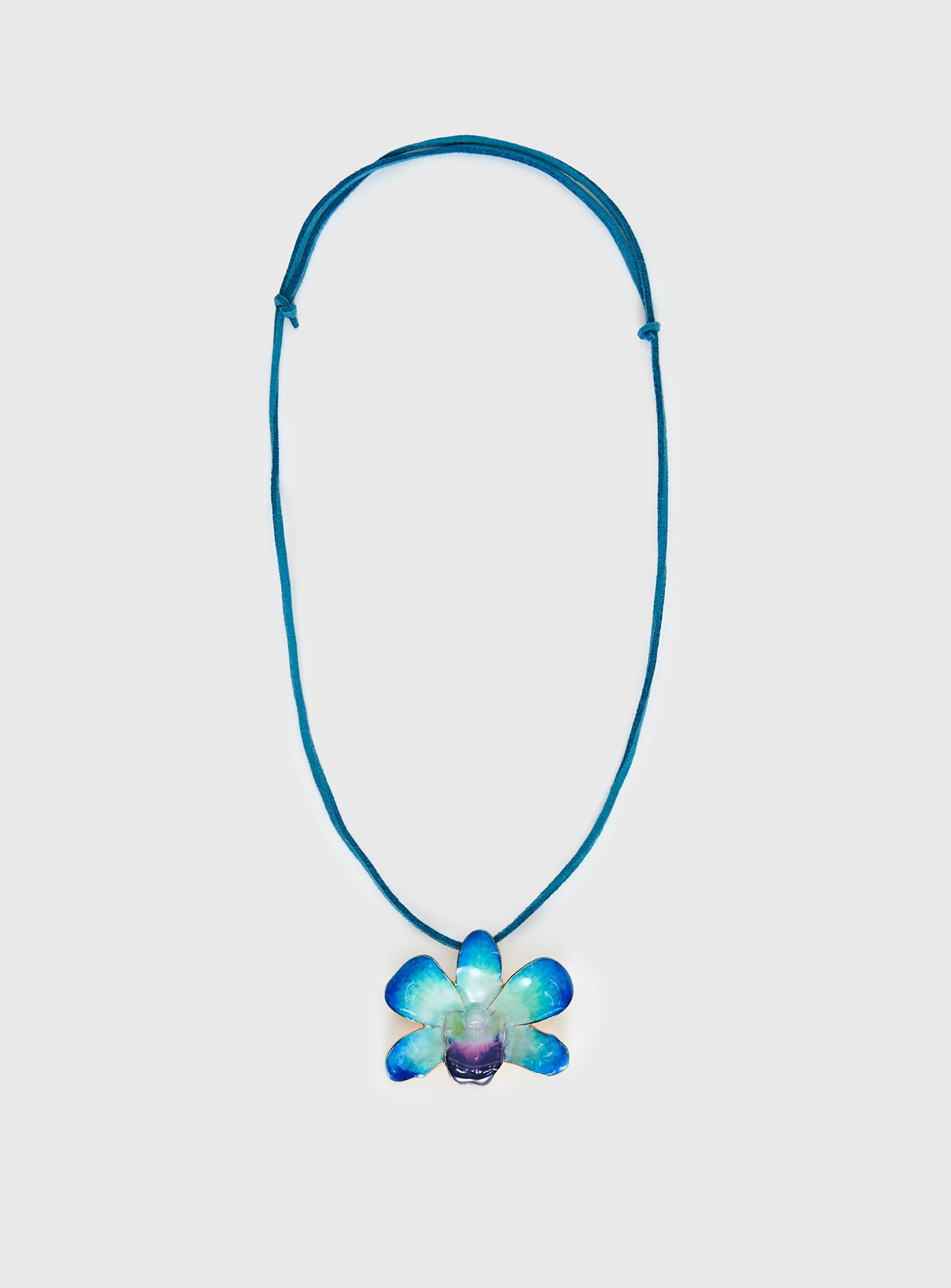 Alternative view of Wildrose Flower Pendant Necklace Blue