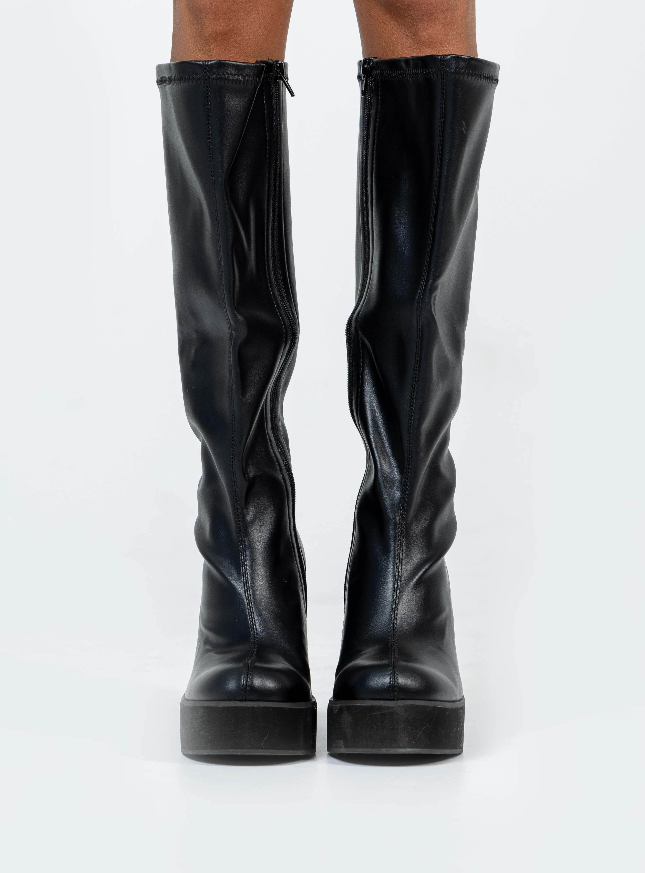 Alternative view of Coline Knee High Platform Boots Black