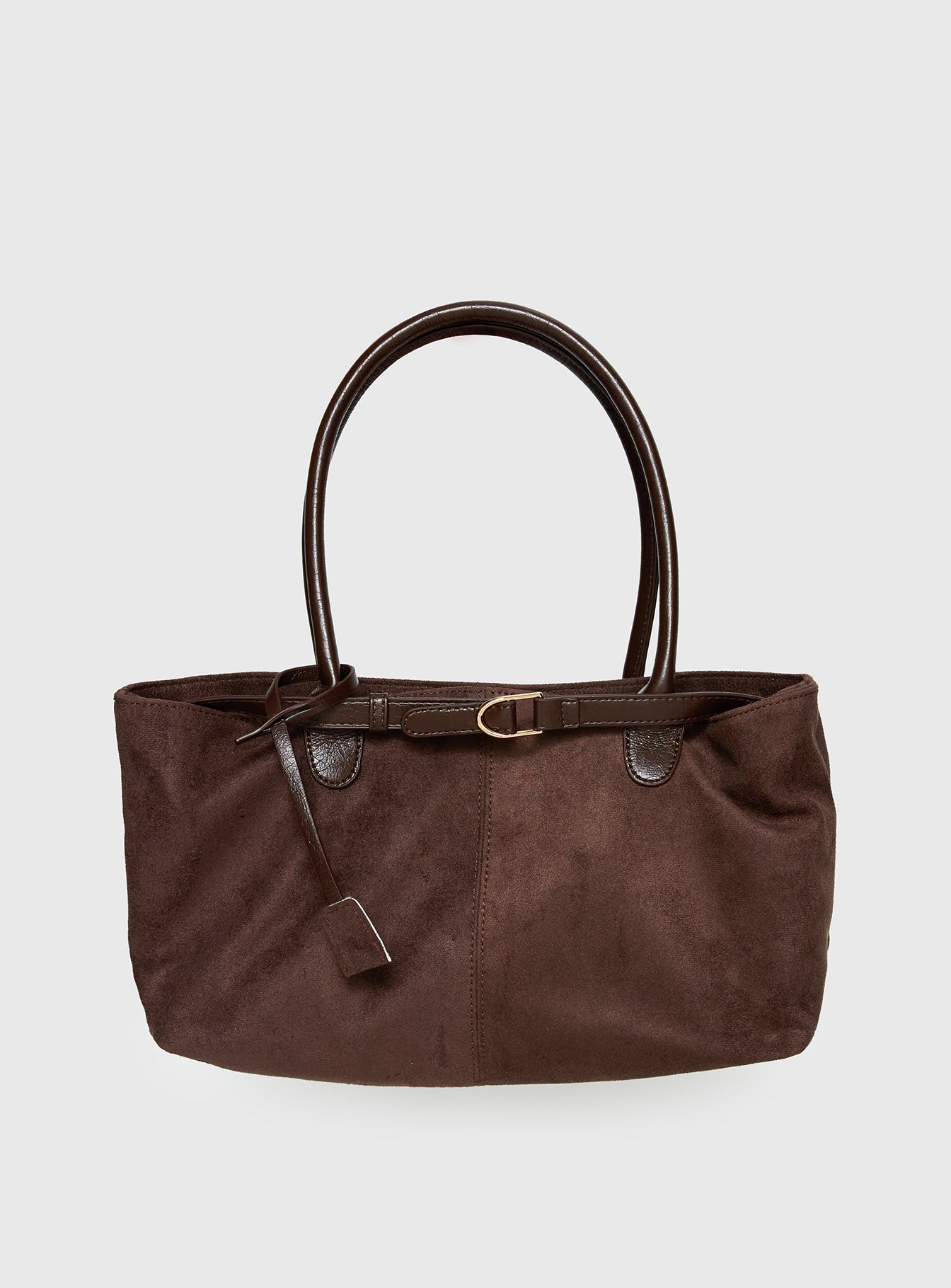Alternative view of Yearning Faux Suede Buckle Detail Shoulder Bag Choc