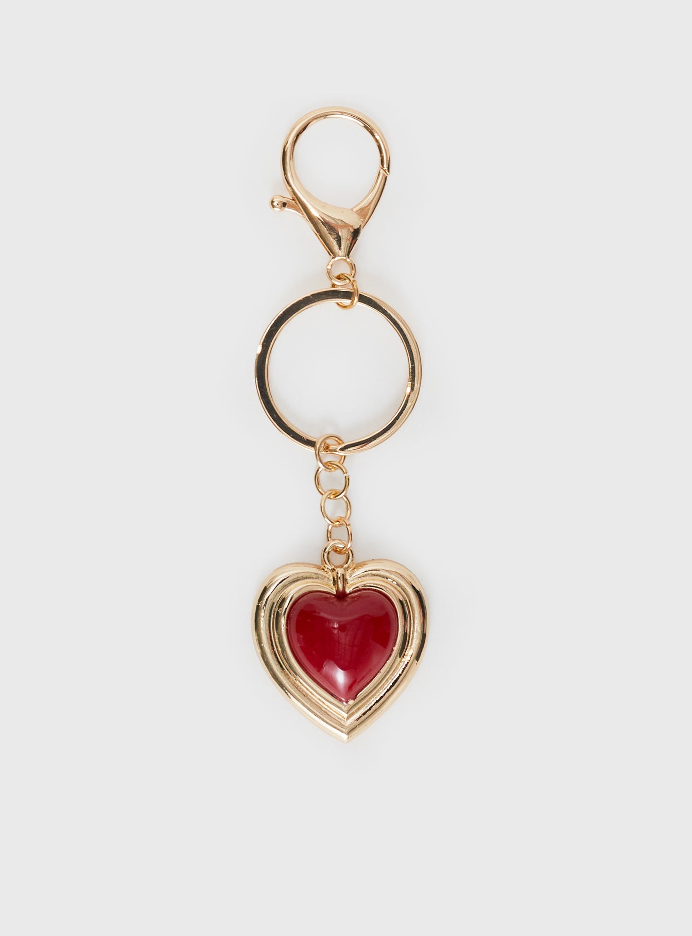 Alternative view of Red Heart Keyring Gold / Red