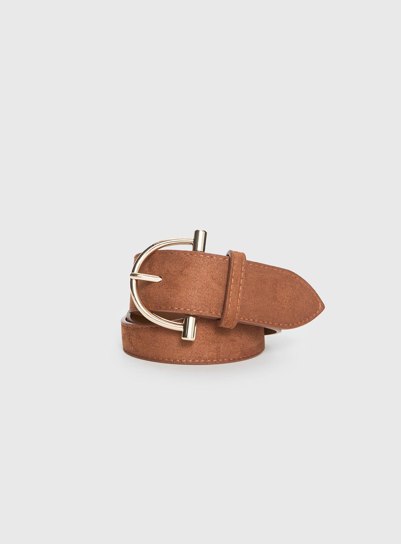 Alternative view of Runey Faux Suede Belt Brown / Gold