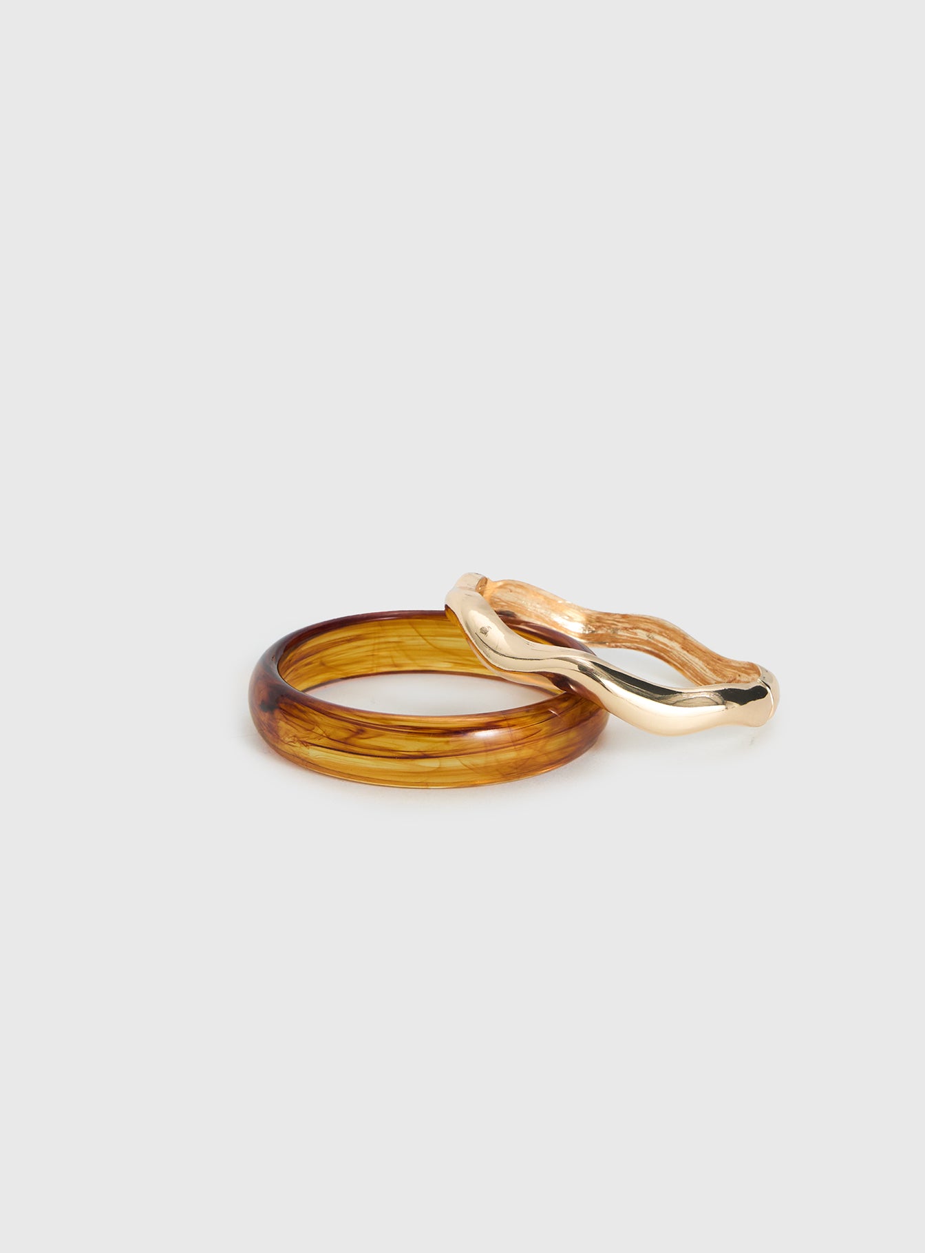 Alternative view of Want Your Love Resin Cuff Set Gold / Brown