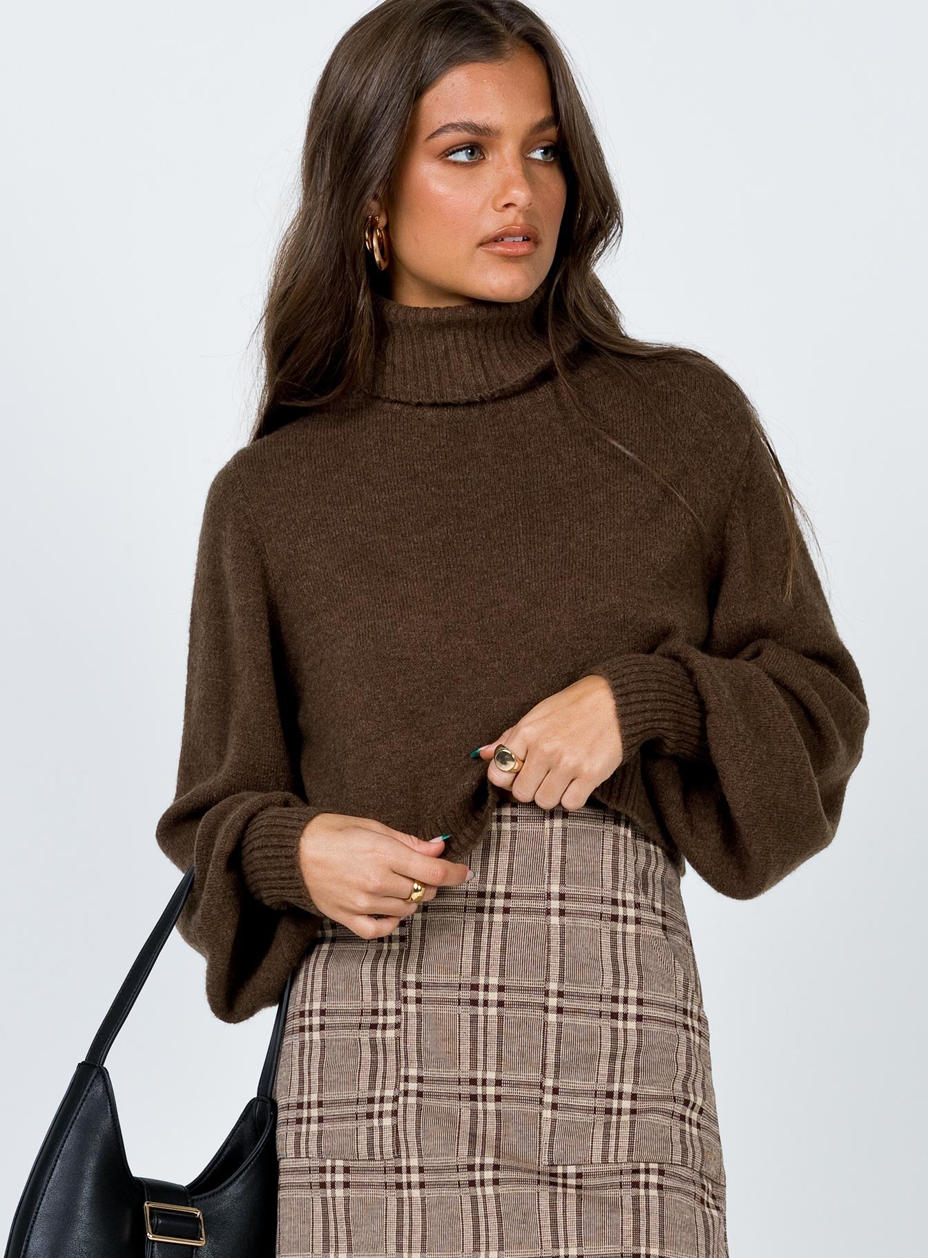 Alternative view of Zahara Cropped Turtleneck Sweater Brown