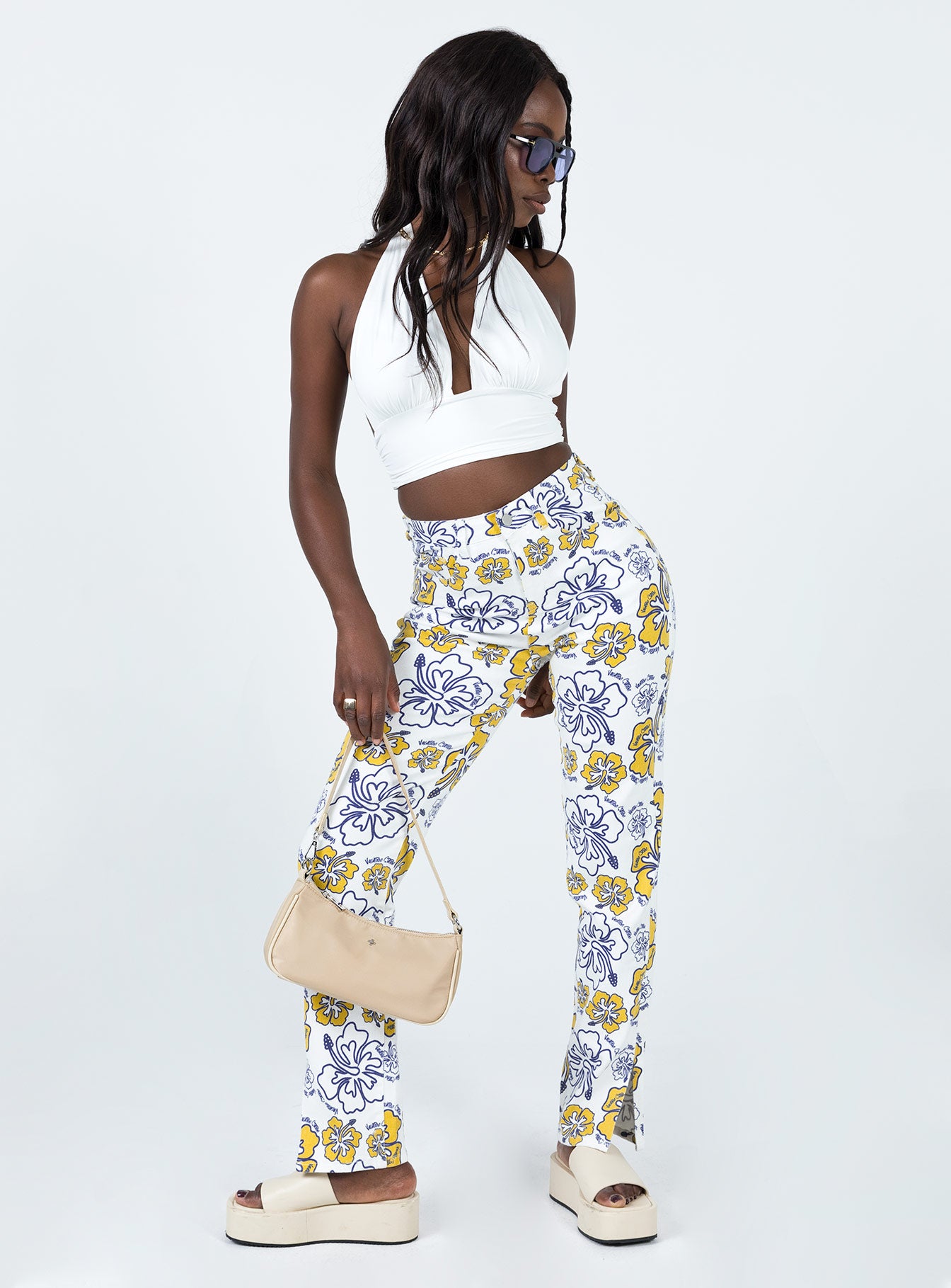 Alternative view of Tropical Dreams High Rise Straight Leg Denim Jeans Off White