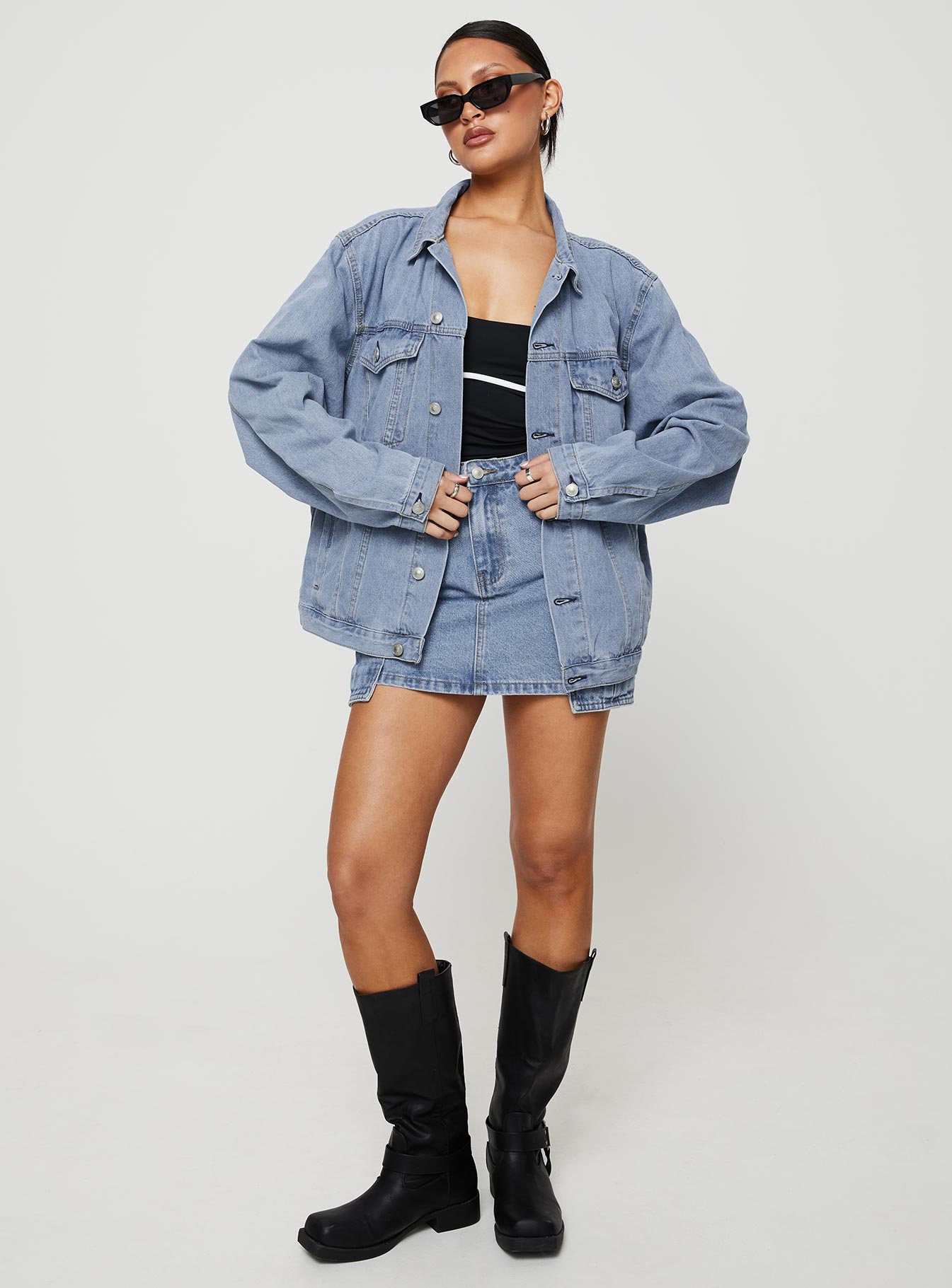 Western Denim Jacket Pale Blue - Image 4