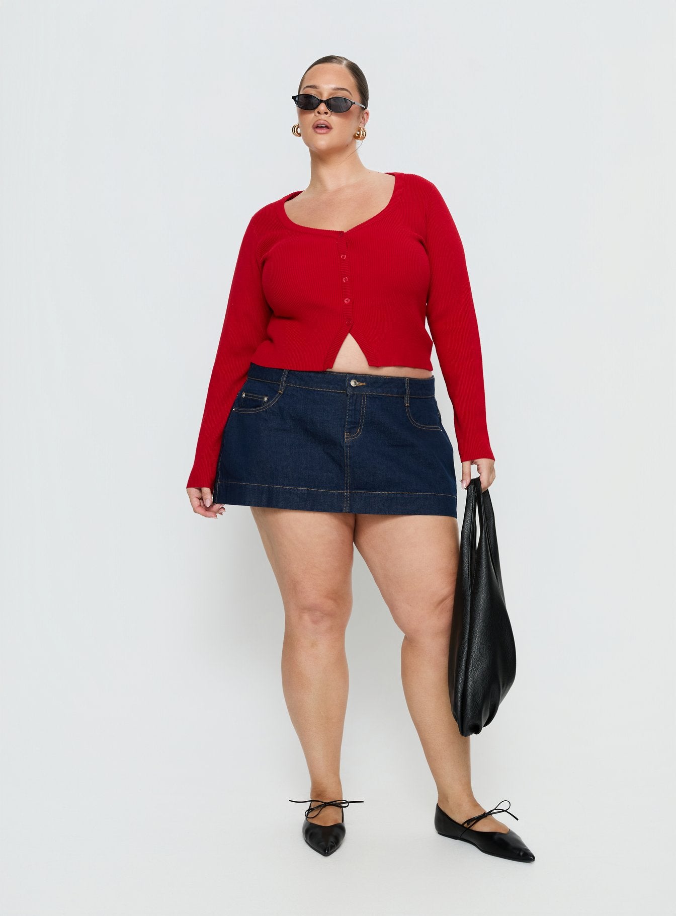 Alternative view of Sorenna Long Sleeve Top Red Curve