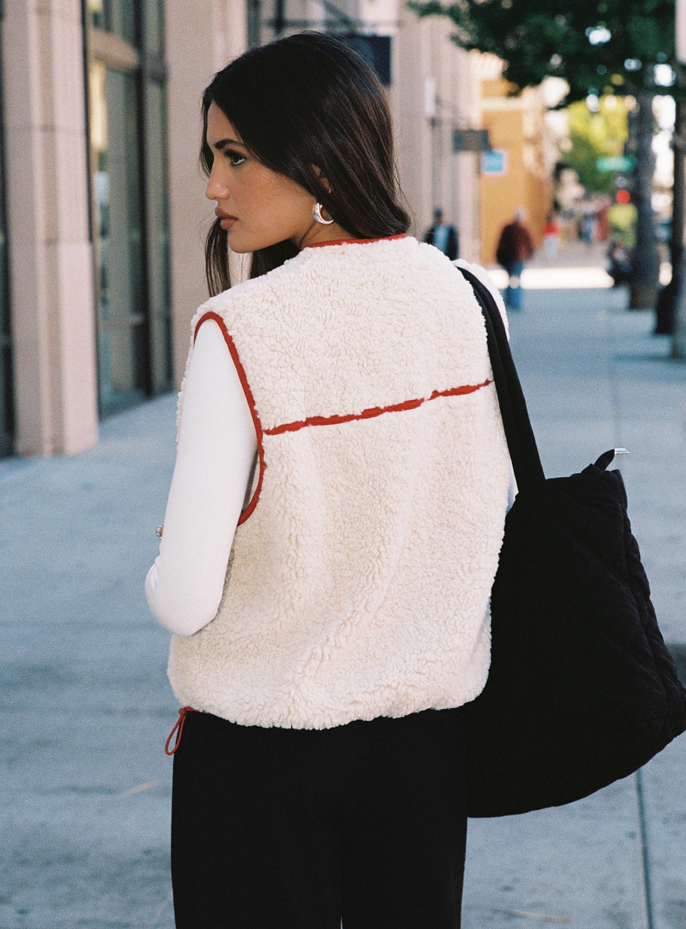 Alternative view of Senna Sherling Vest Jacket Cream / Red
