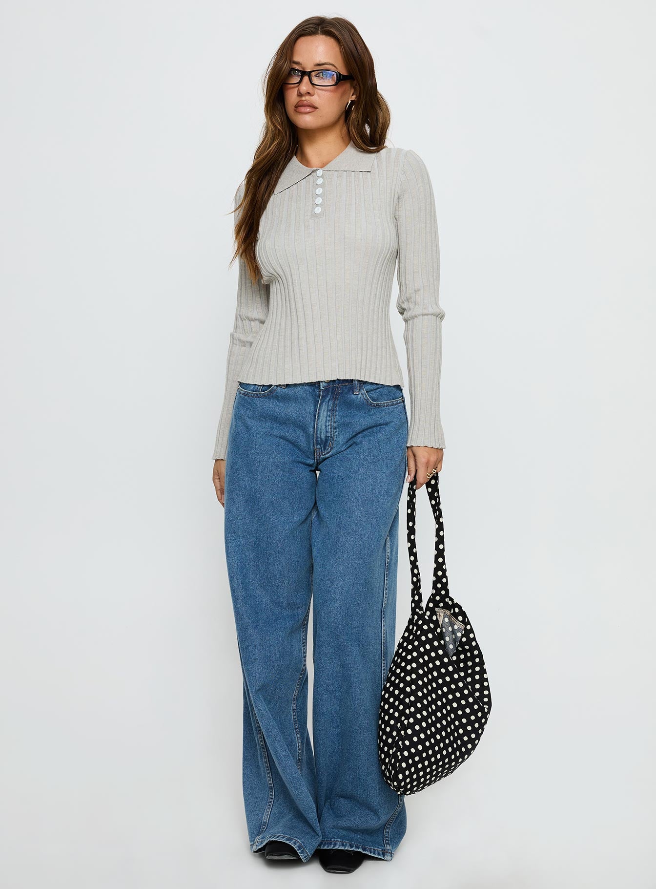 Alternative view of Wakely Collared Long Sleeve Top Grey