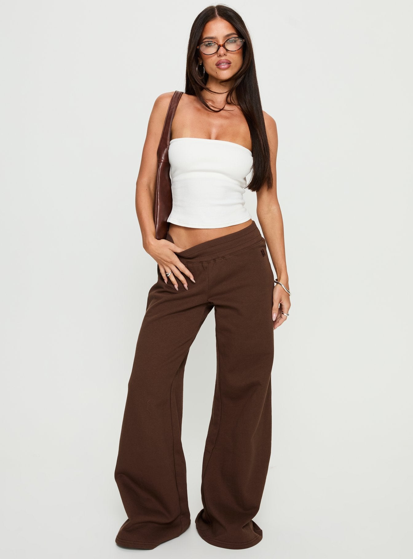 Alternative view of Summits Flared Track Pants Chocolate