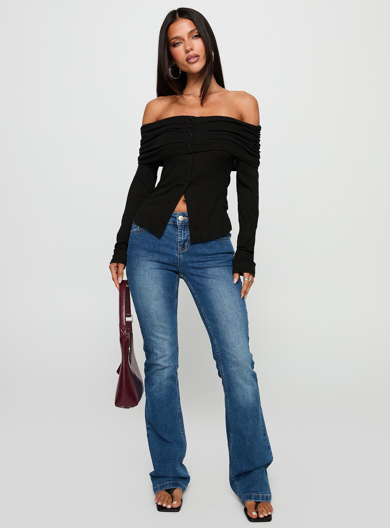 Alternative view of Victorea Off Shoulder Top Black