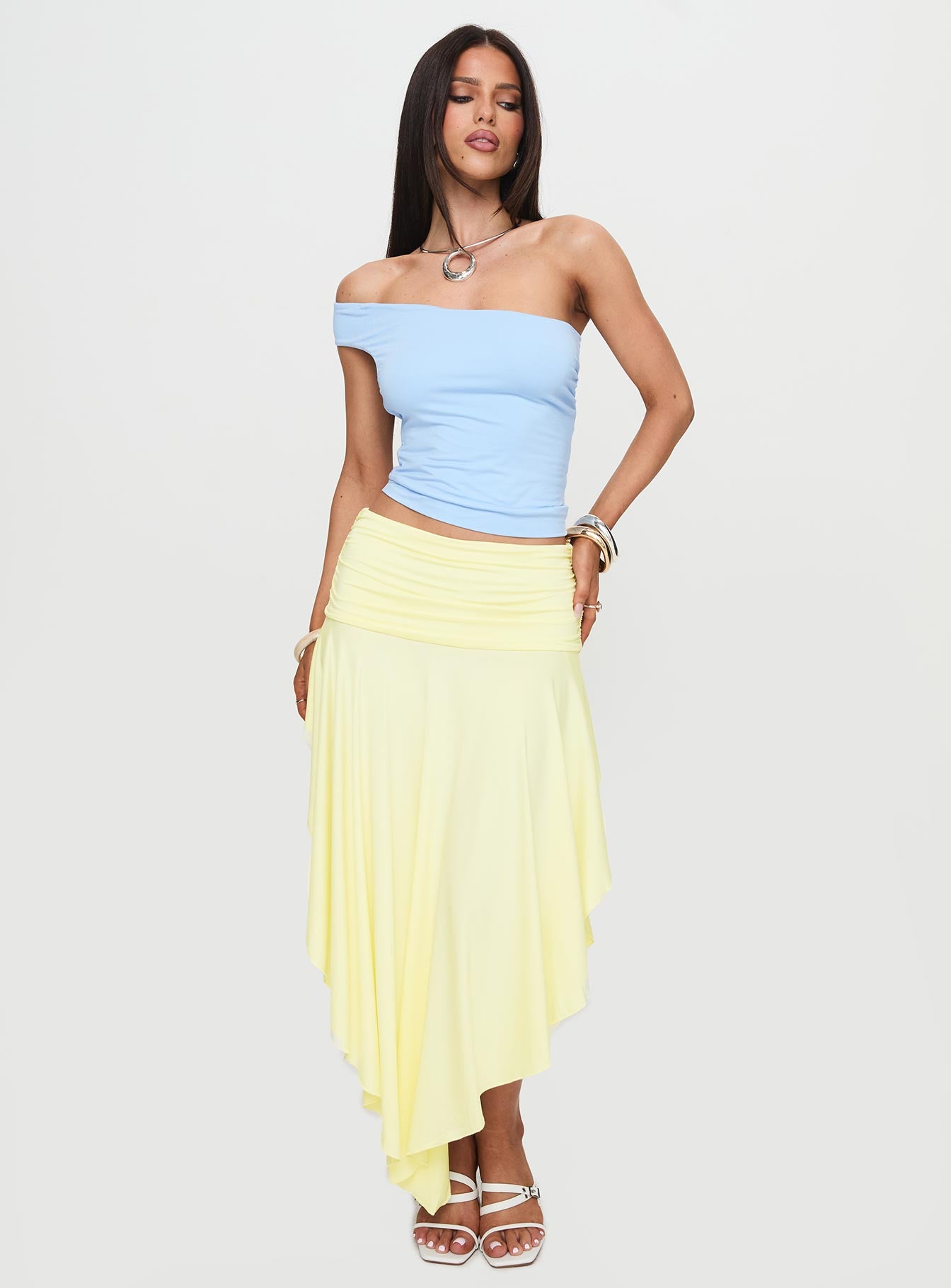 Symphonia Asymmetrical Midi Skirt Butter Yellow - Image 3