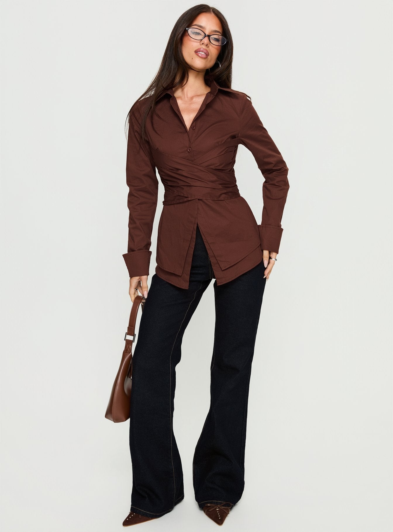 Alternative view of Shapeshifter Twist Long Sleeve Shirt Chocolate