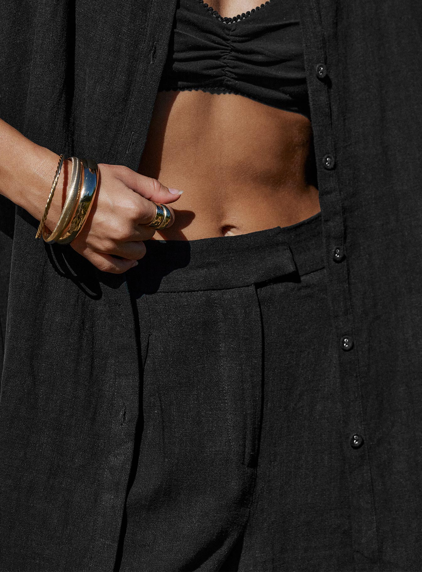 Alternative view of Zenia Linen Blend Pants Black