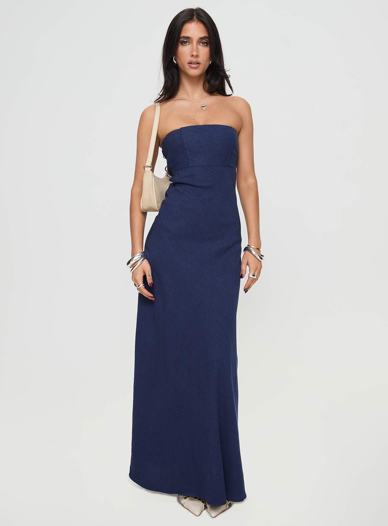 Yahir Strapless Maxi Dress Navy Petite - Image 2