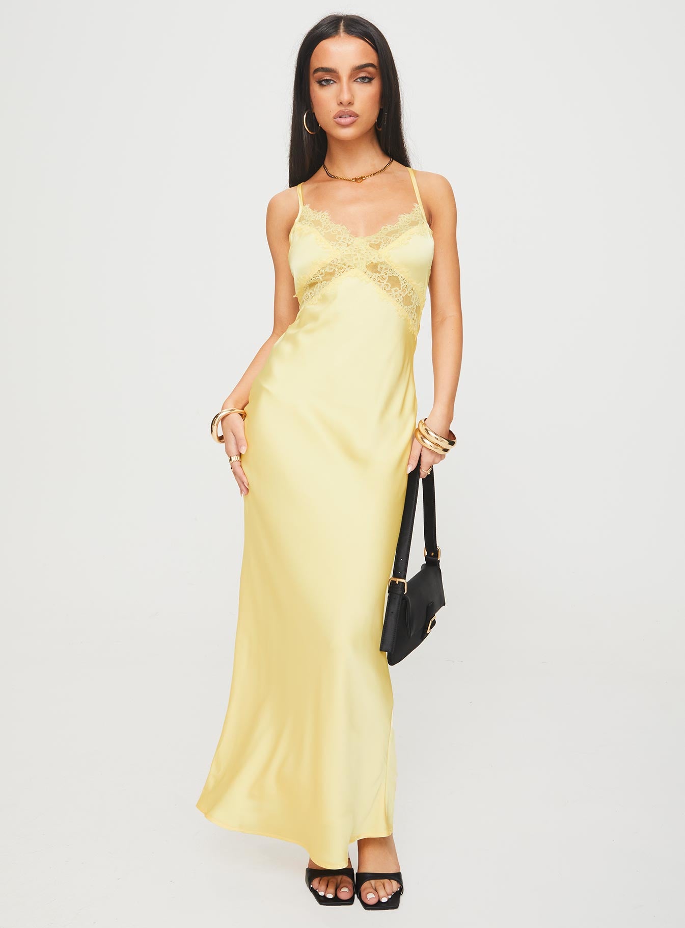 Treasure Bias Cut Maxi Dress Lemon - Image 3