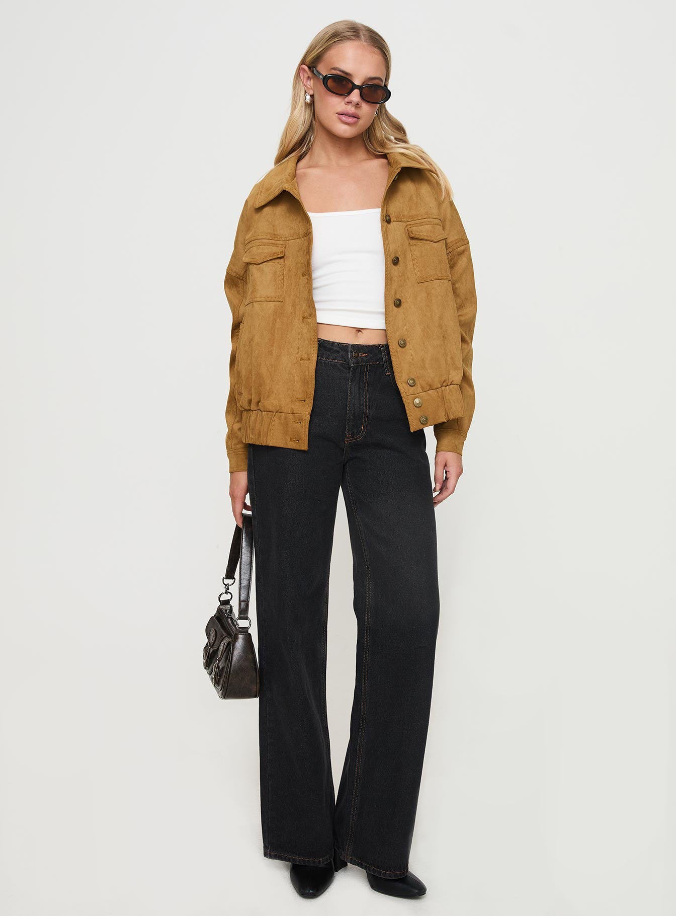 Ristretto Faux Suede Bomber Brown - Image 3