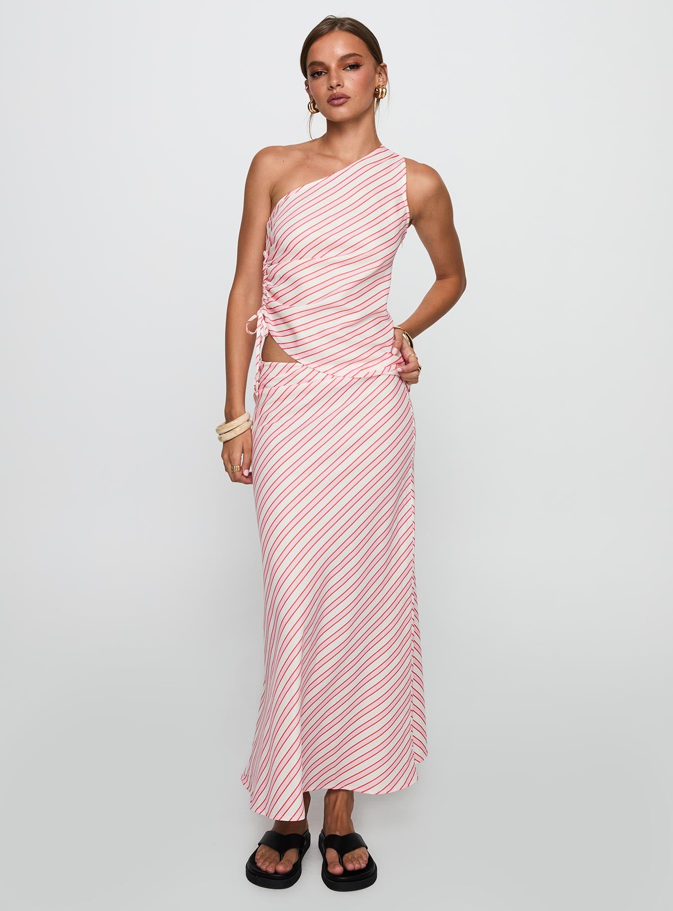 Wanna Dance Asymmetrical Set Pink Stripe - Image 2