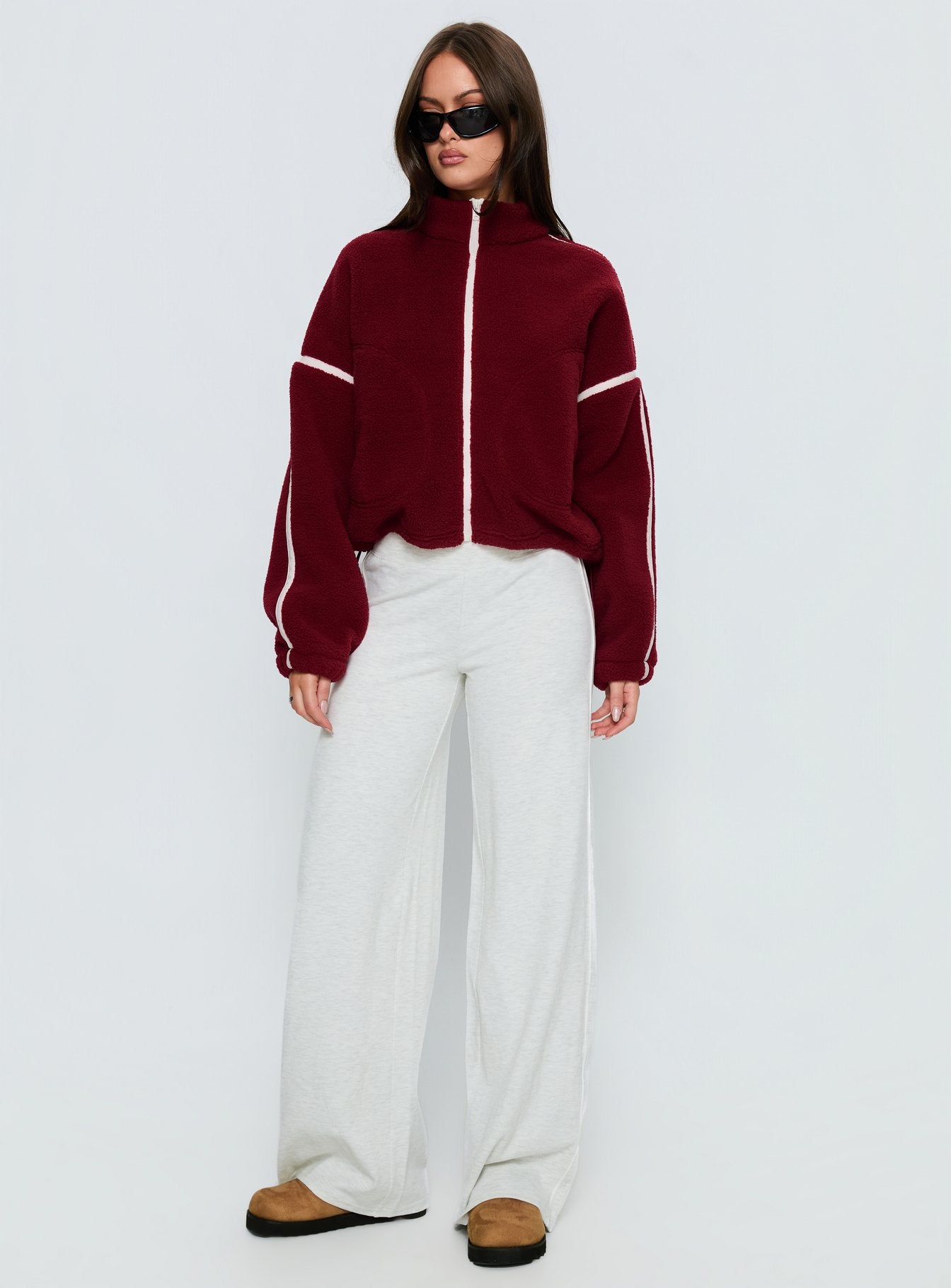 Alternative view of Sammee Polar Fleece Contrast Zip Through Jacket Red