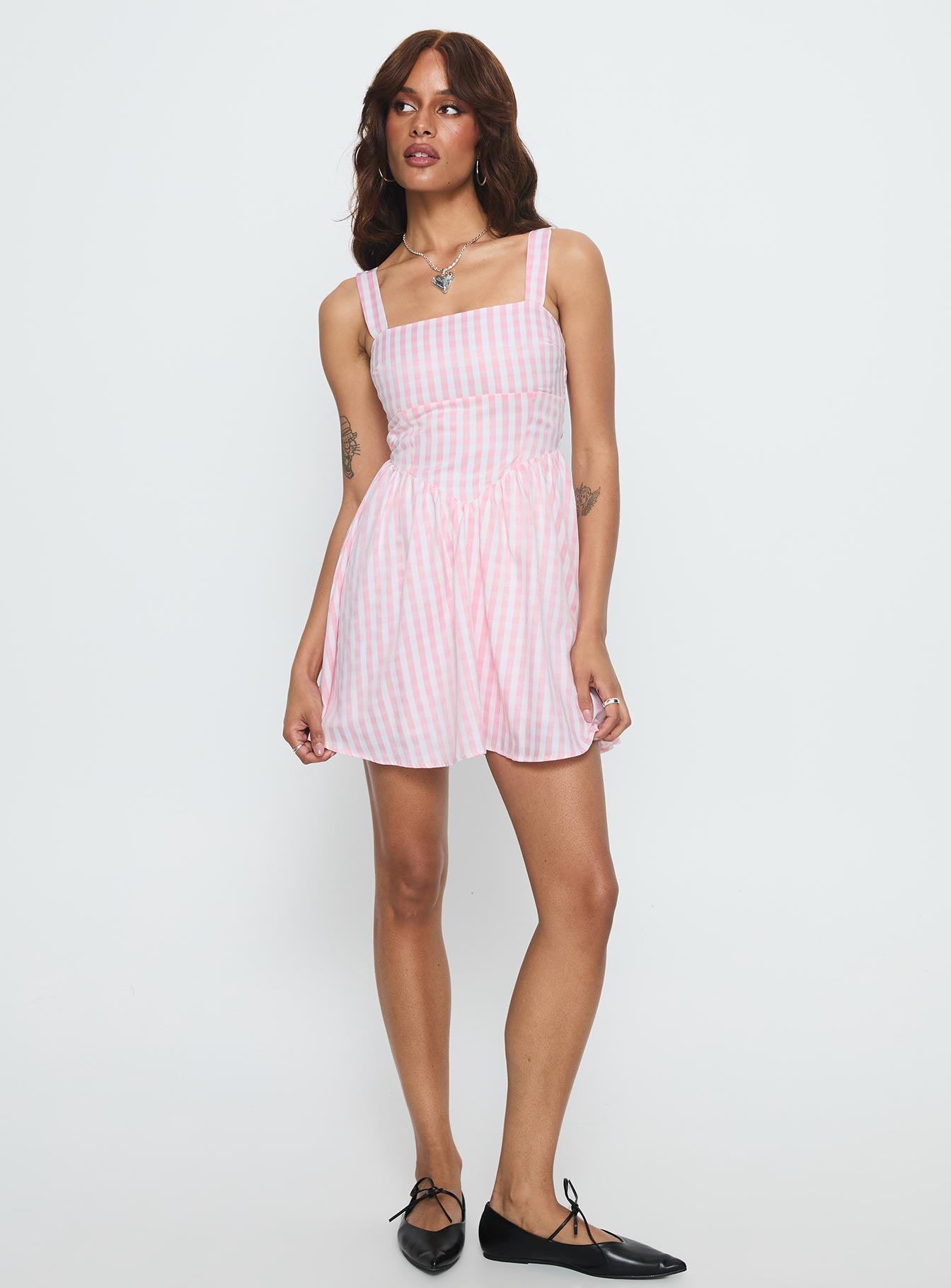 Alternative view of Yoselyn Pleat Mini Dress Pink Check