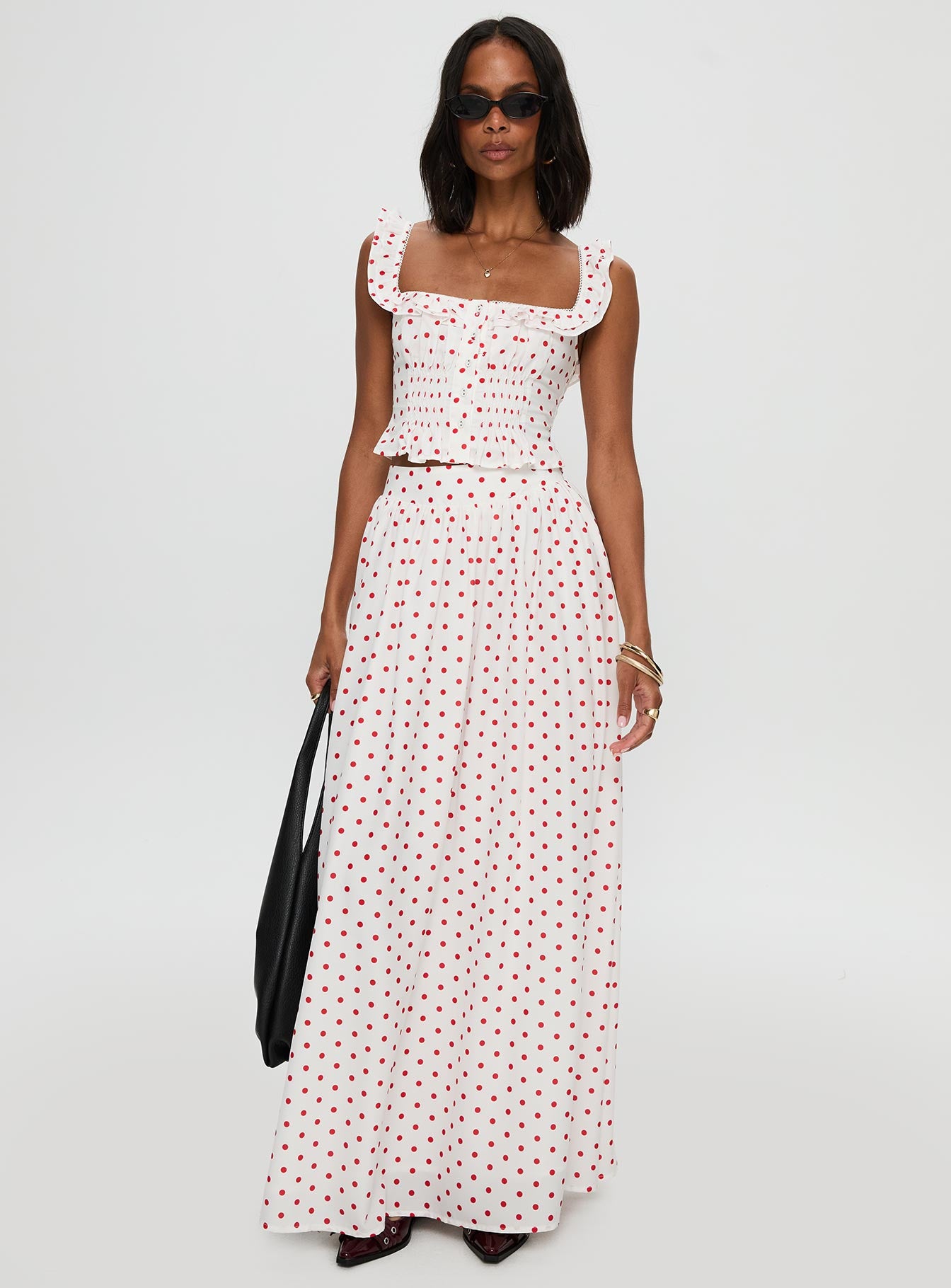 Valerio Maxi Skirt White / Red - Image 3