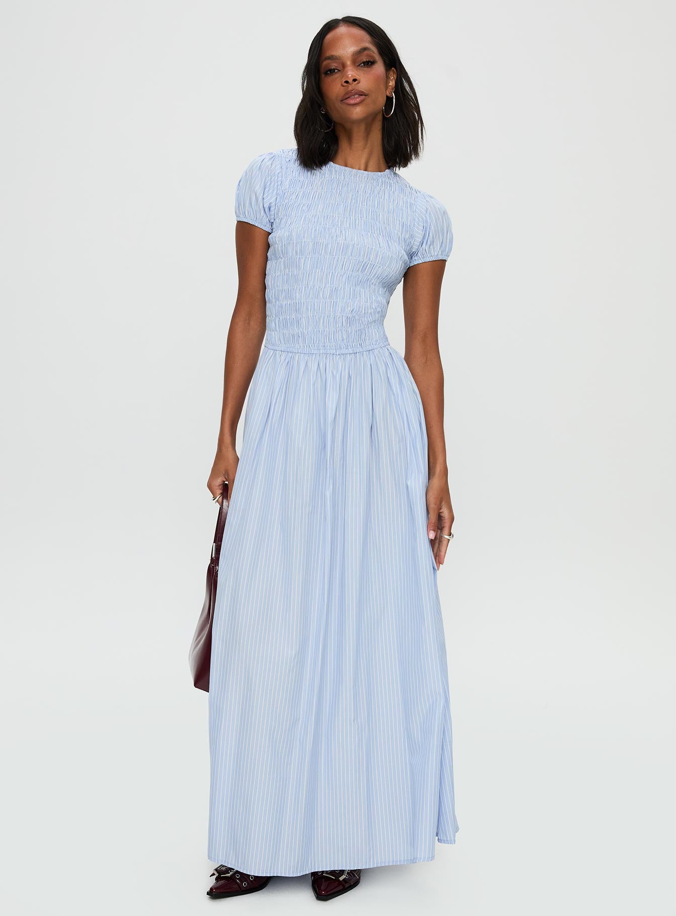 Alternative view of Wendelin Shirred Maxi Dress Blue Stripe