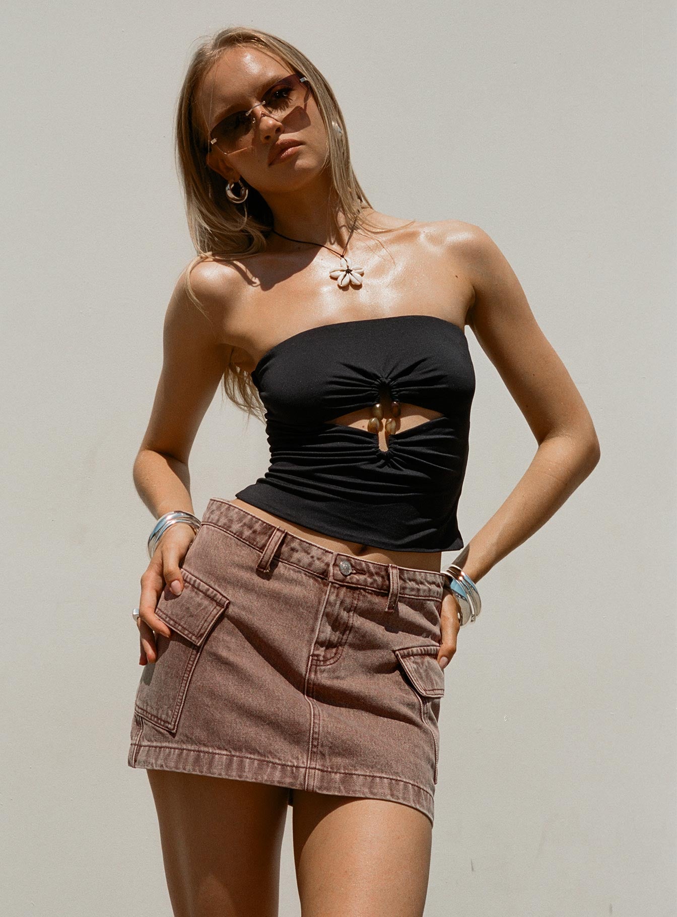 Turlock Cut Out Strapless Top Black - Image 2