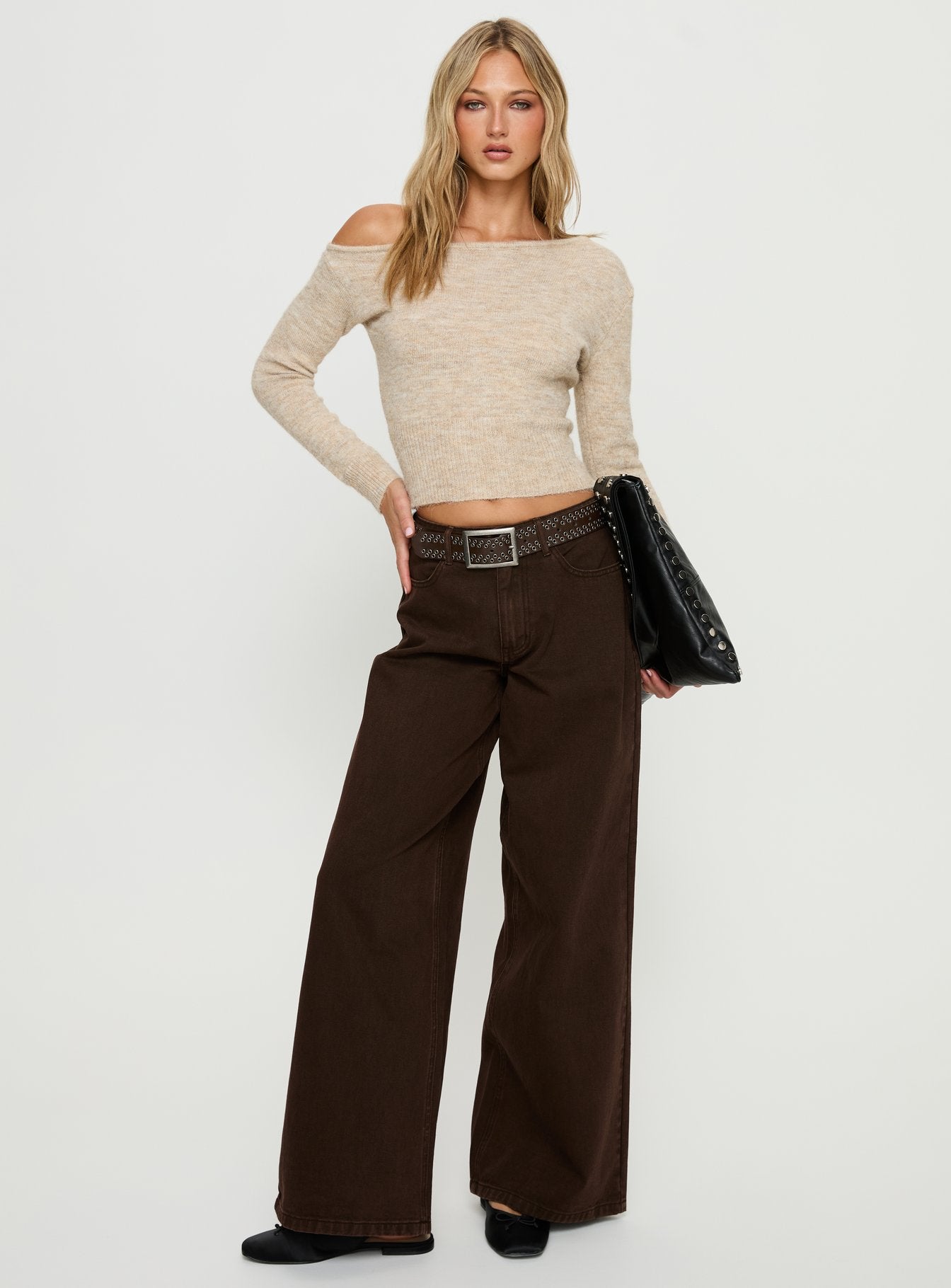 Alternative view of Selbey Fluffy Cinched Waist Off Shoulder Top Cream Marle