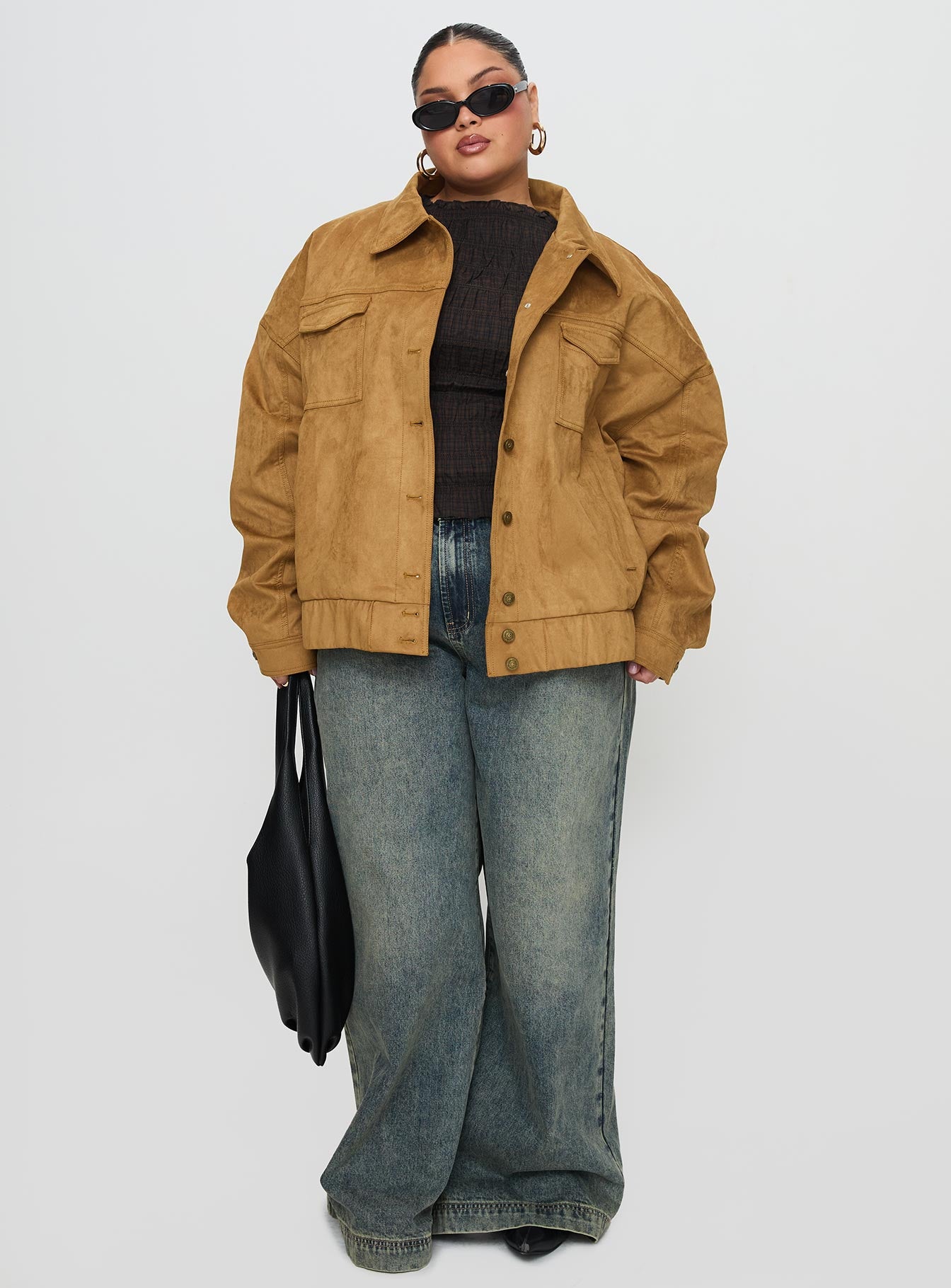 Ristretto Faux Suede Bomber Brown - Image 14