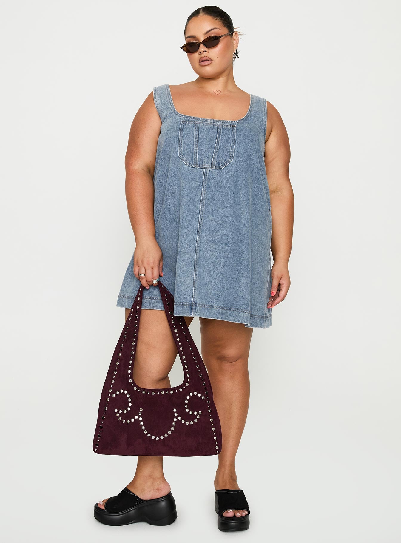 Alternative view of State Of Mind Mini Dress Blue Denim Curve