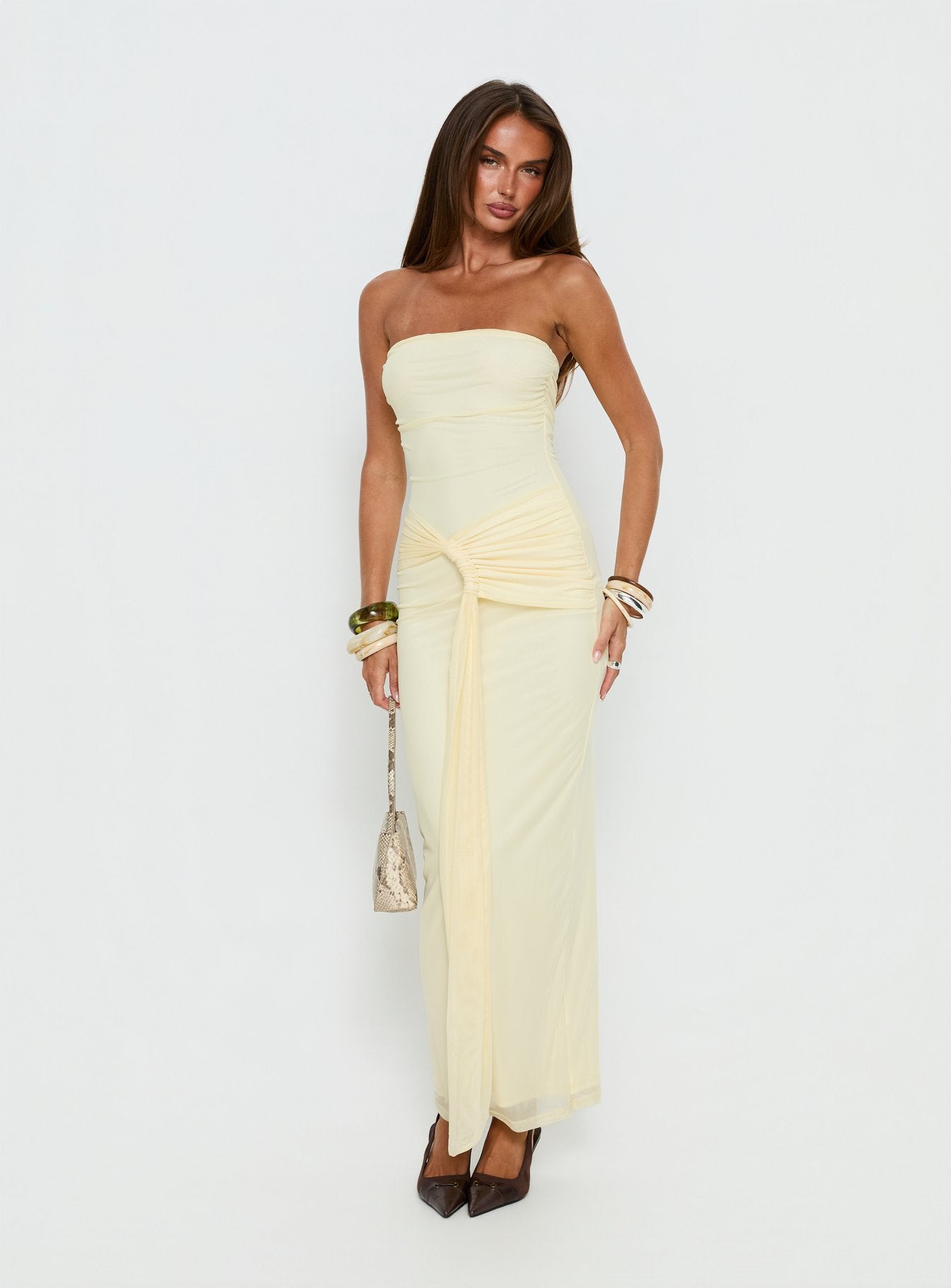 Alternative view of Senora Strapless Drape Maxi Dress Lemon