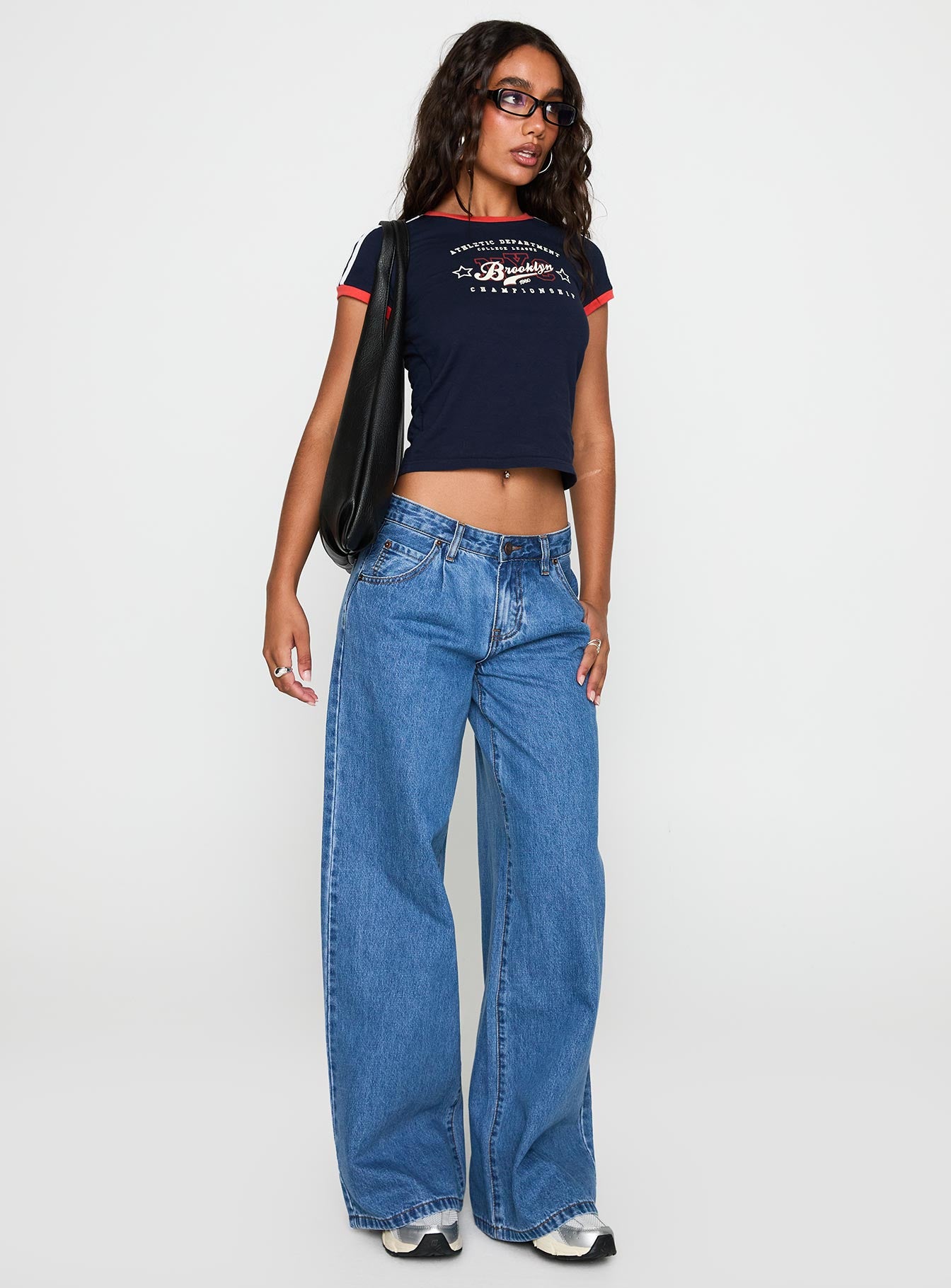 Alternative view of Supercut Low Rise Baggy Pleat Jeans Mid Blue