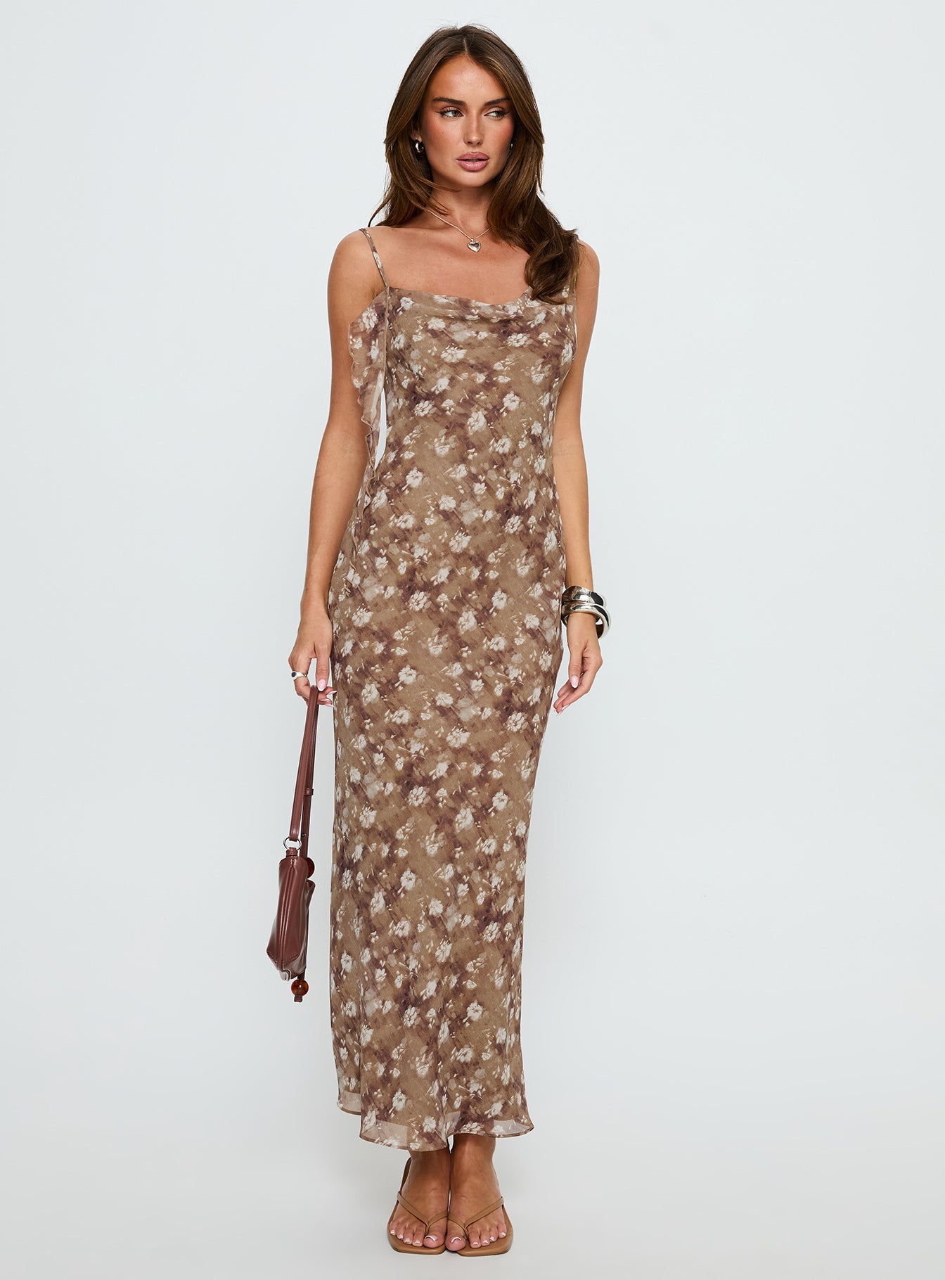 Alternative view of Silah Cowl Neck Maxi Dress Brown Floral